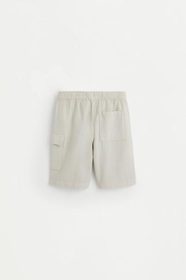 Seersucker cargo Bermuda shorts — STONE 2
