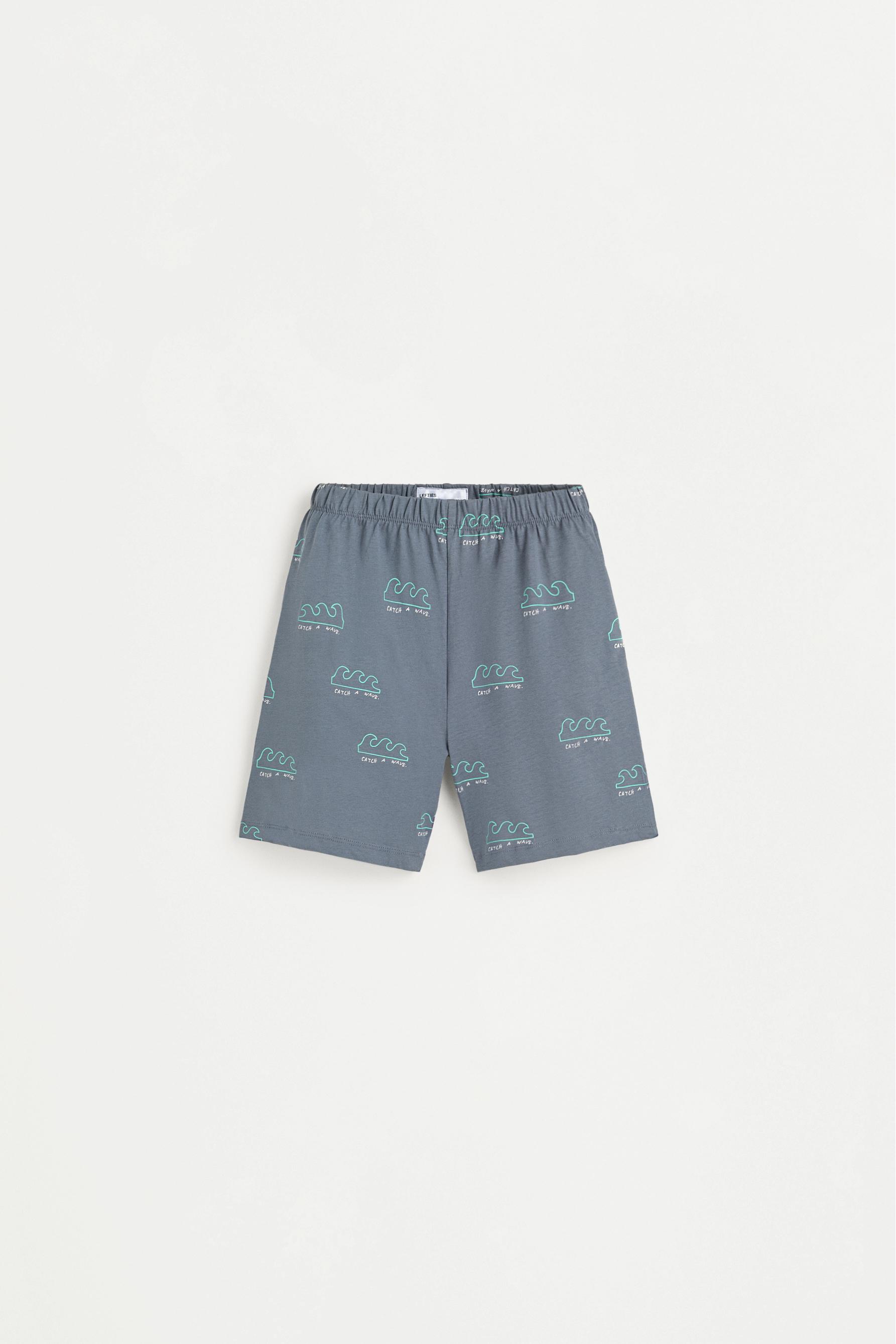 Short printed pyjamas with slogan — BLUE GREY