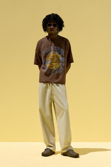 Striped baggy jogger jeans — ECRU/NAVY 1