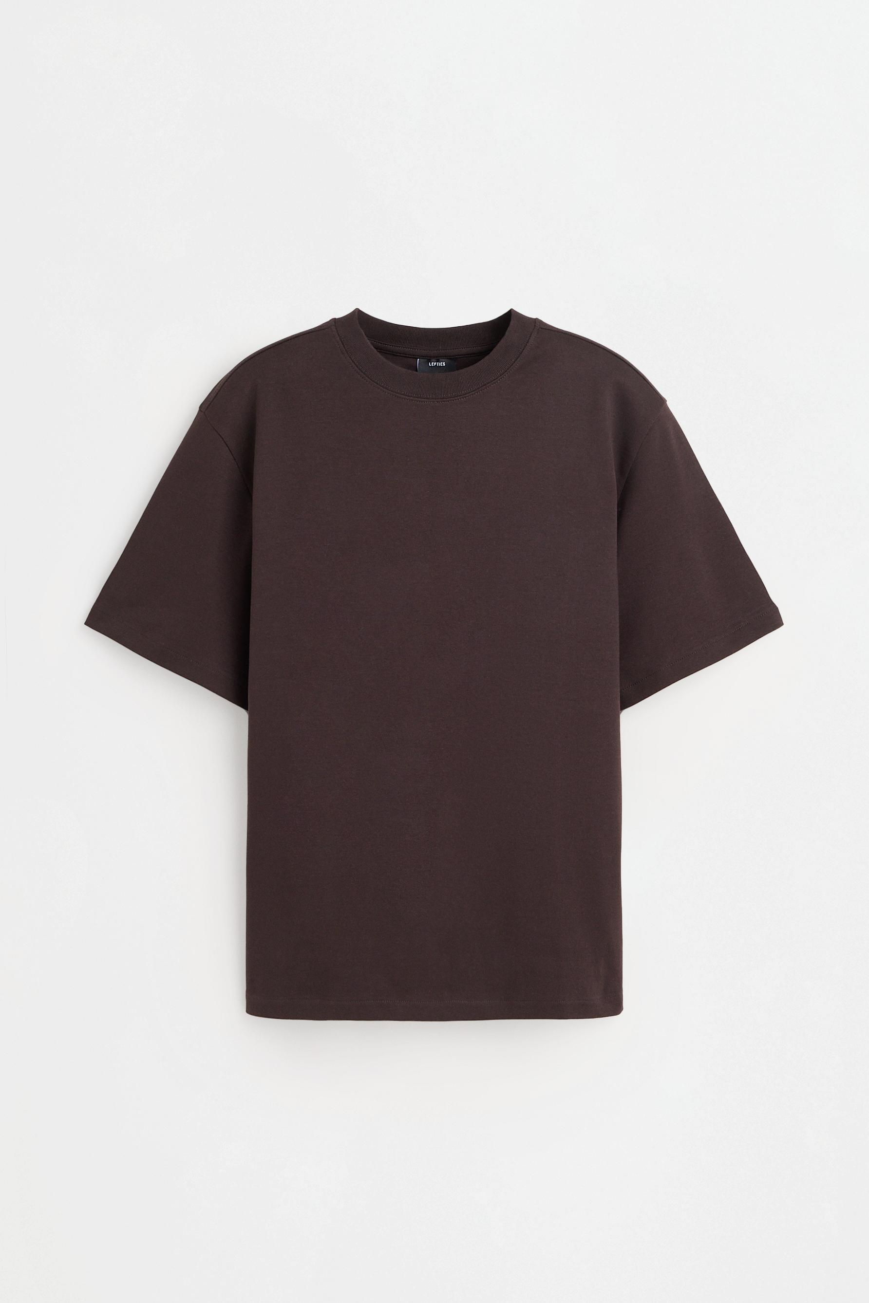 Mock neck interlock T-shirt — DARK BROWN
