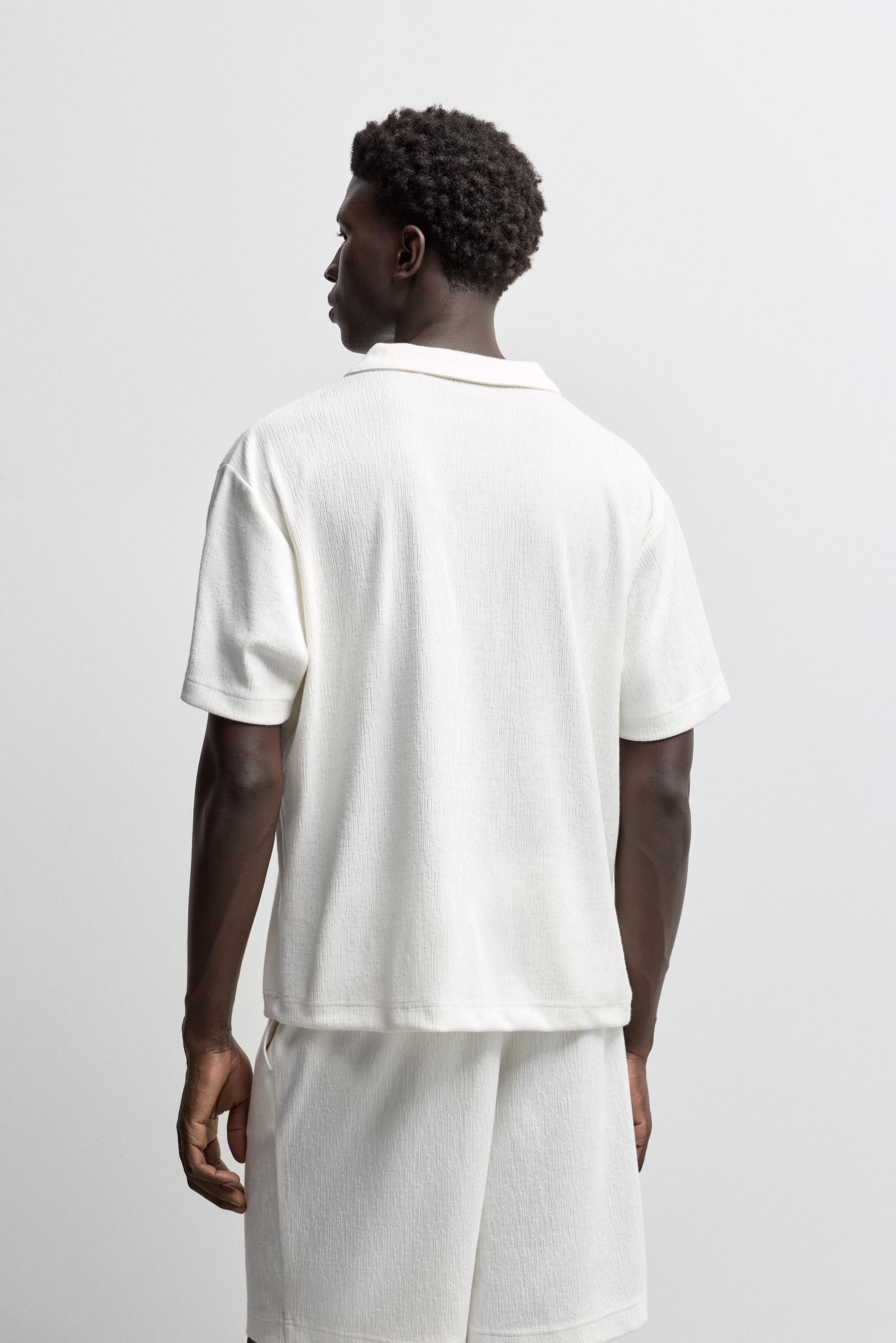 Rustic texture polo shirt — OFF WHITE