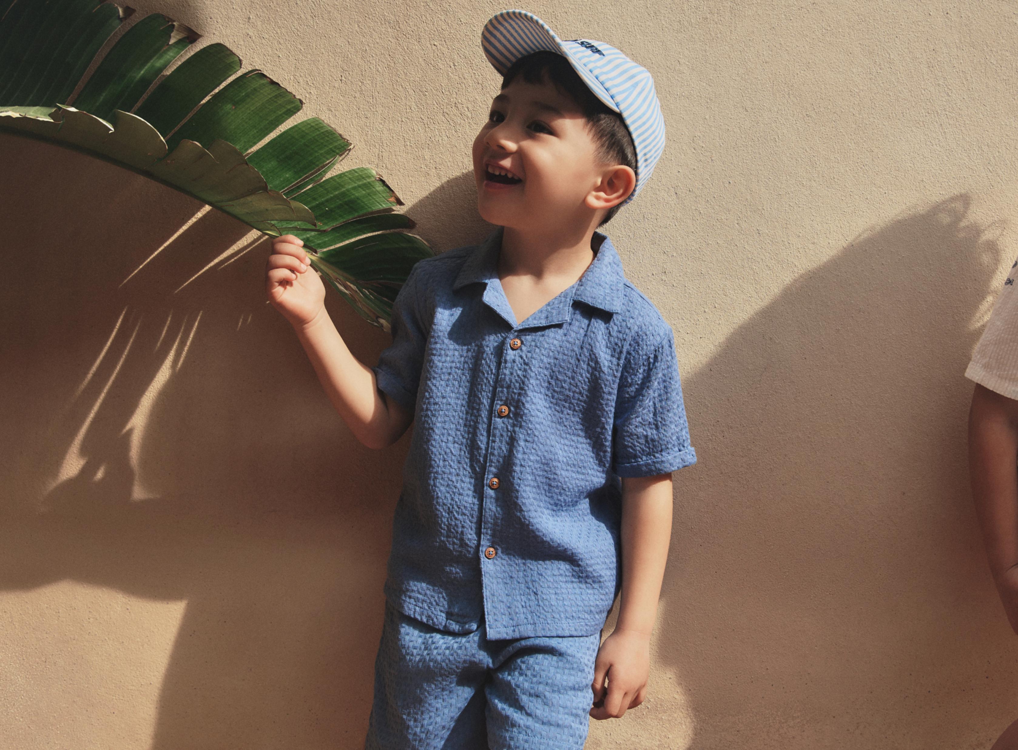 Dobby shirt and Bermuda shorts set — BLUE