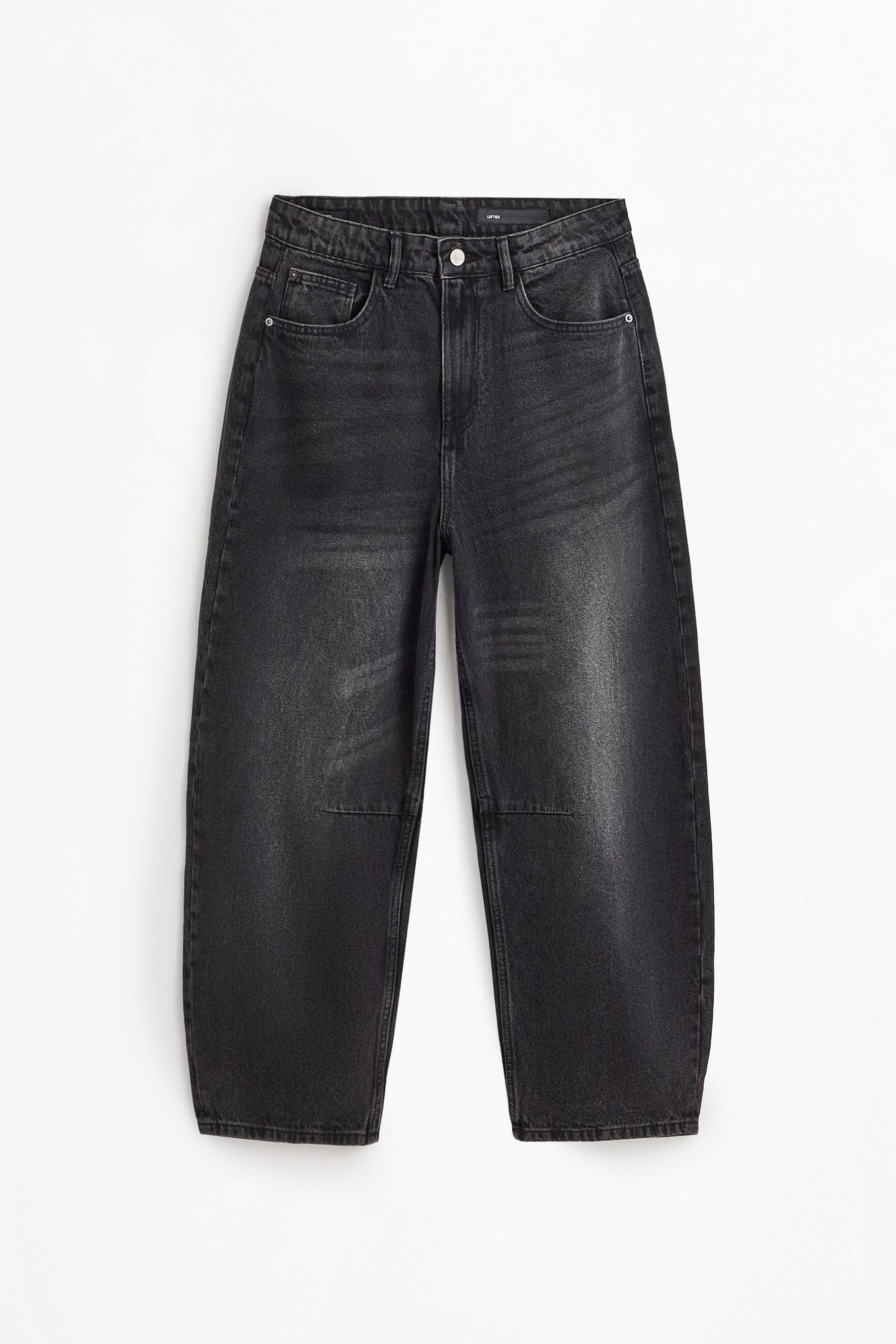 Belted barrel leg jeans — FADED BLACK