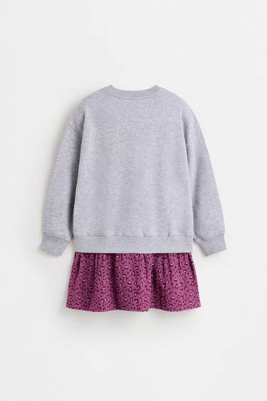 Patch and embroidered combination dress — PALE GREY 2