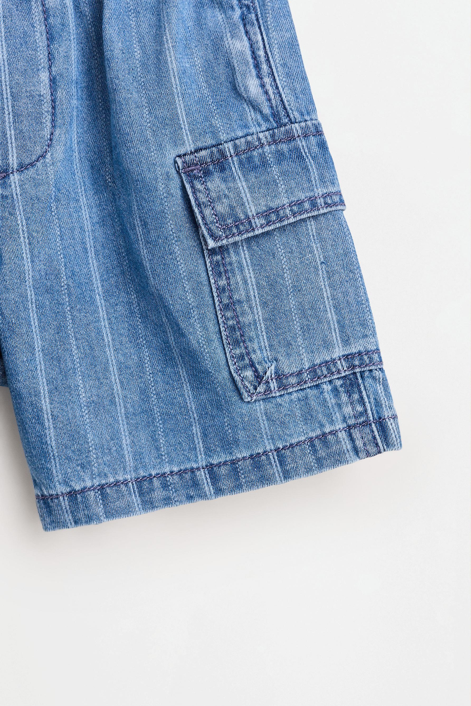Striped denim cargo Bermuda shorts — BLUE