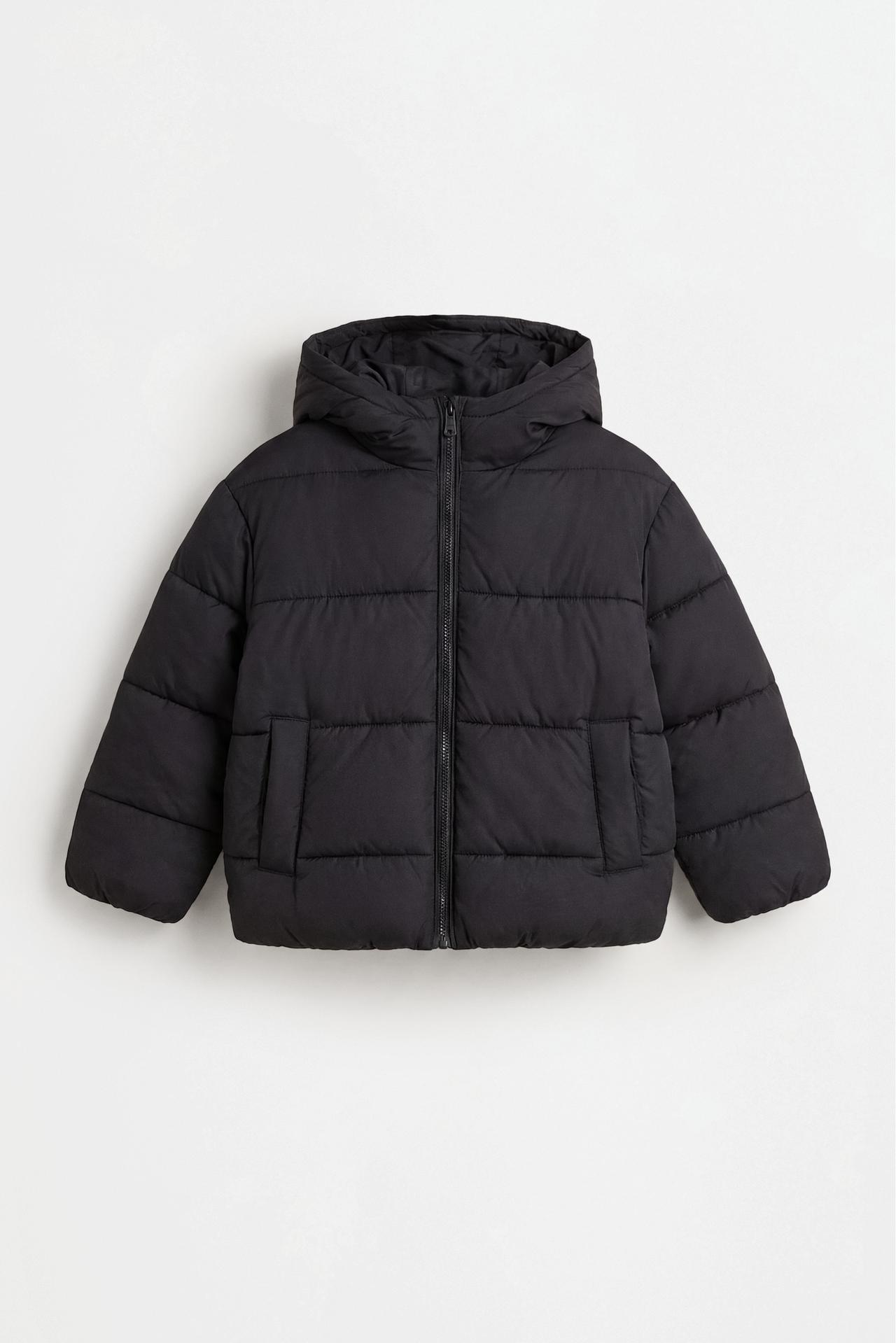 Hooded quilted jacket — BLACK