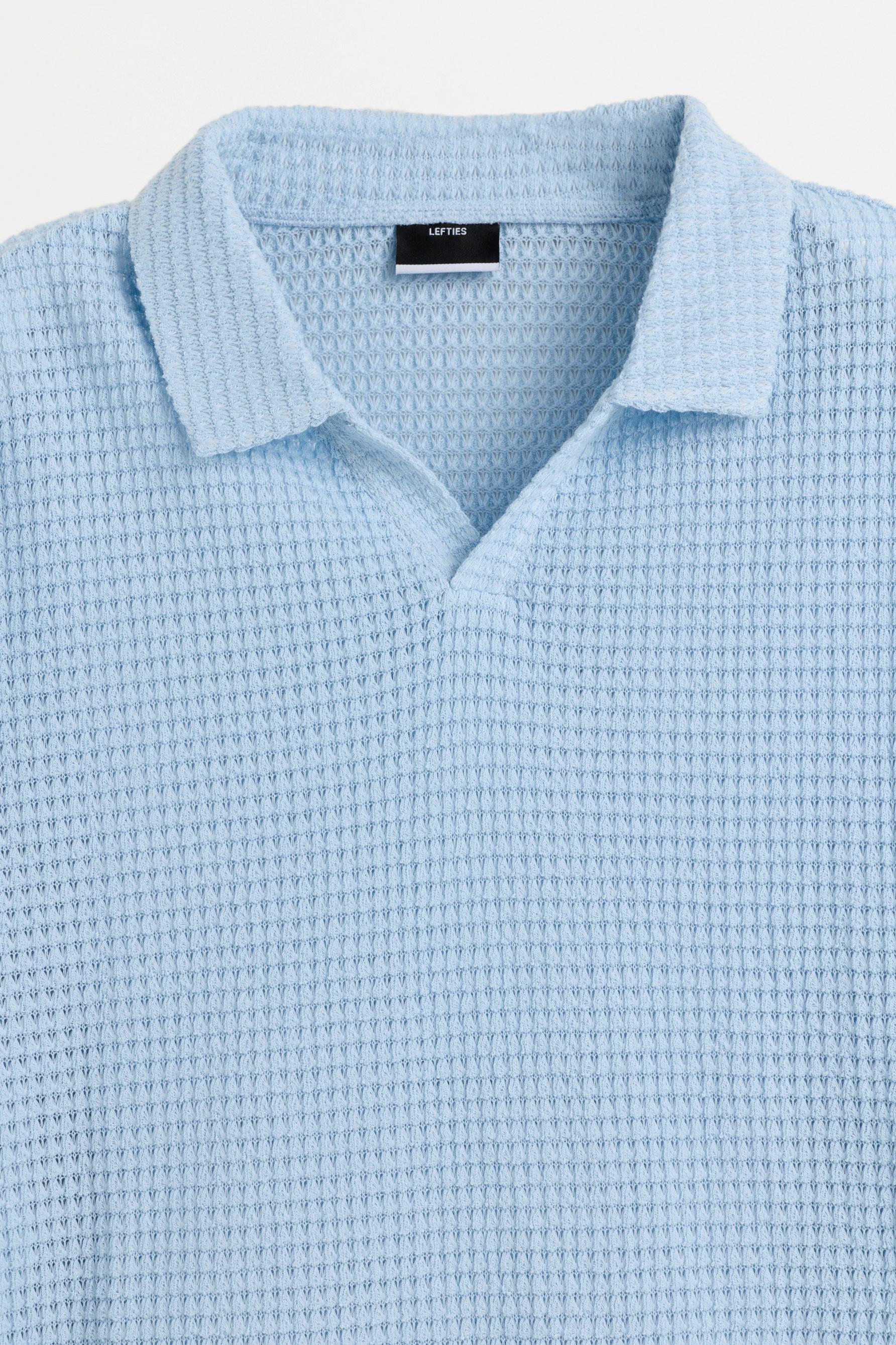 Textured polo shirt — PALE BLUE