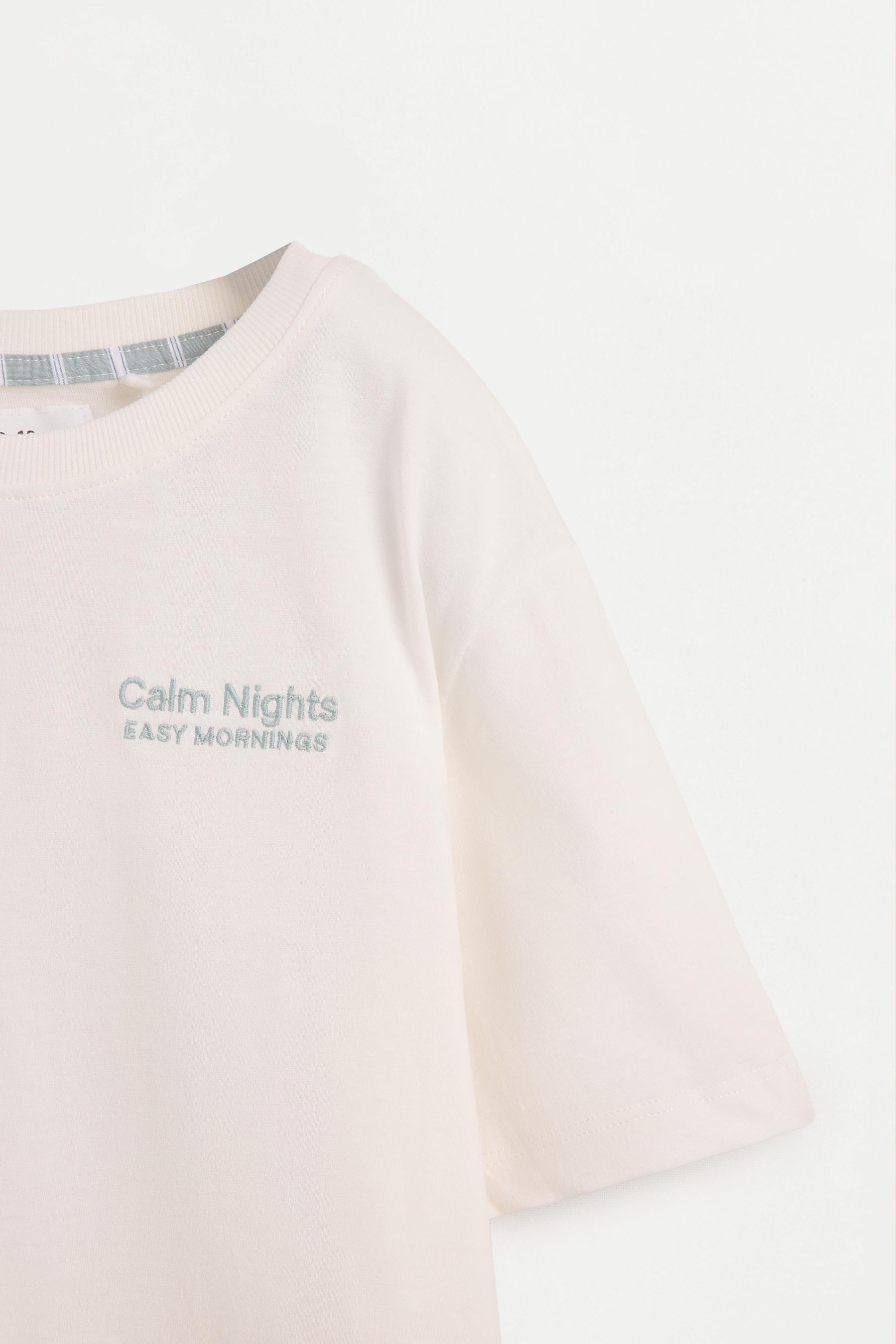 Short pyjamas with slogan print — PALE BLUE