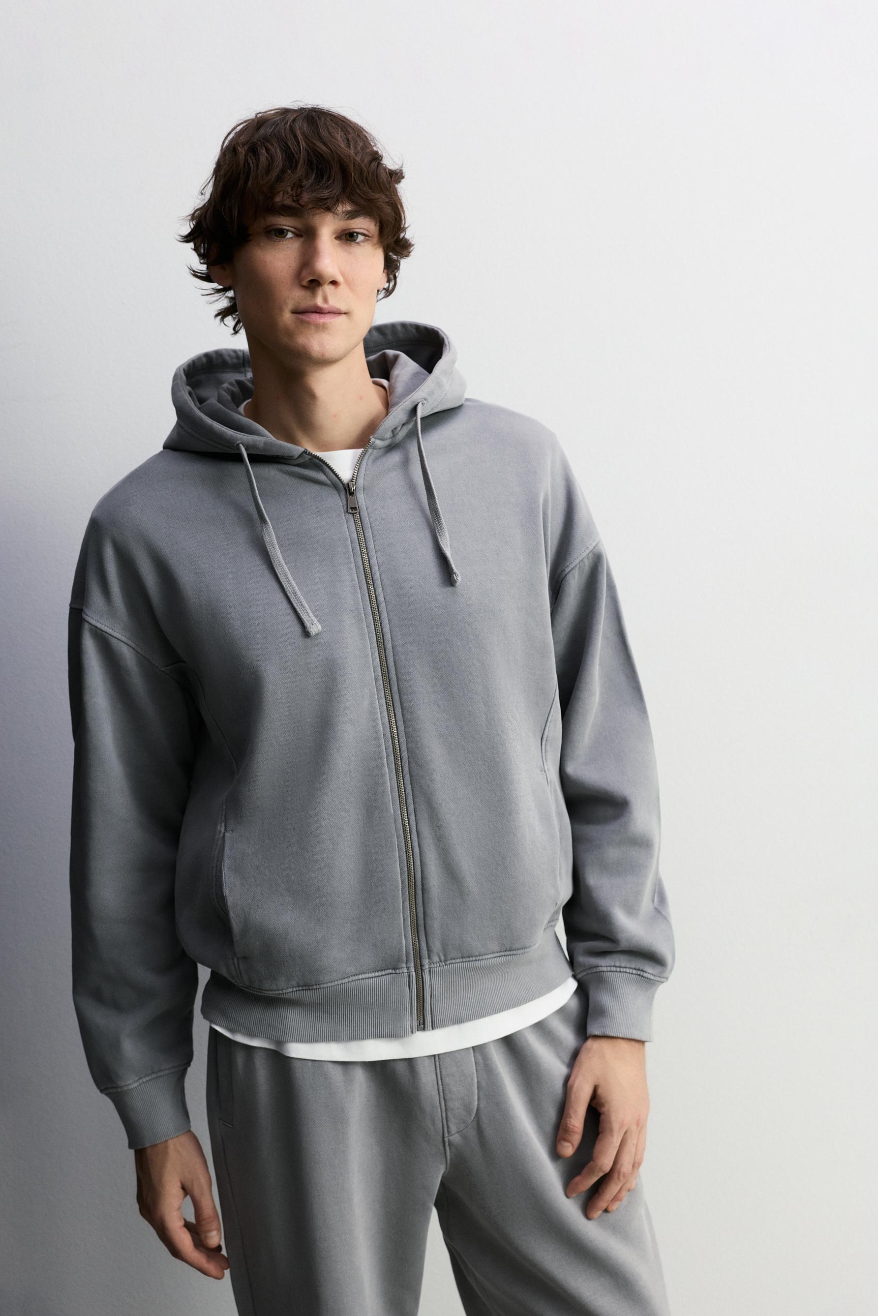 Sudadera cremallera efecto lavado
