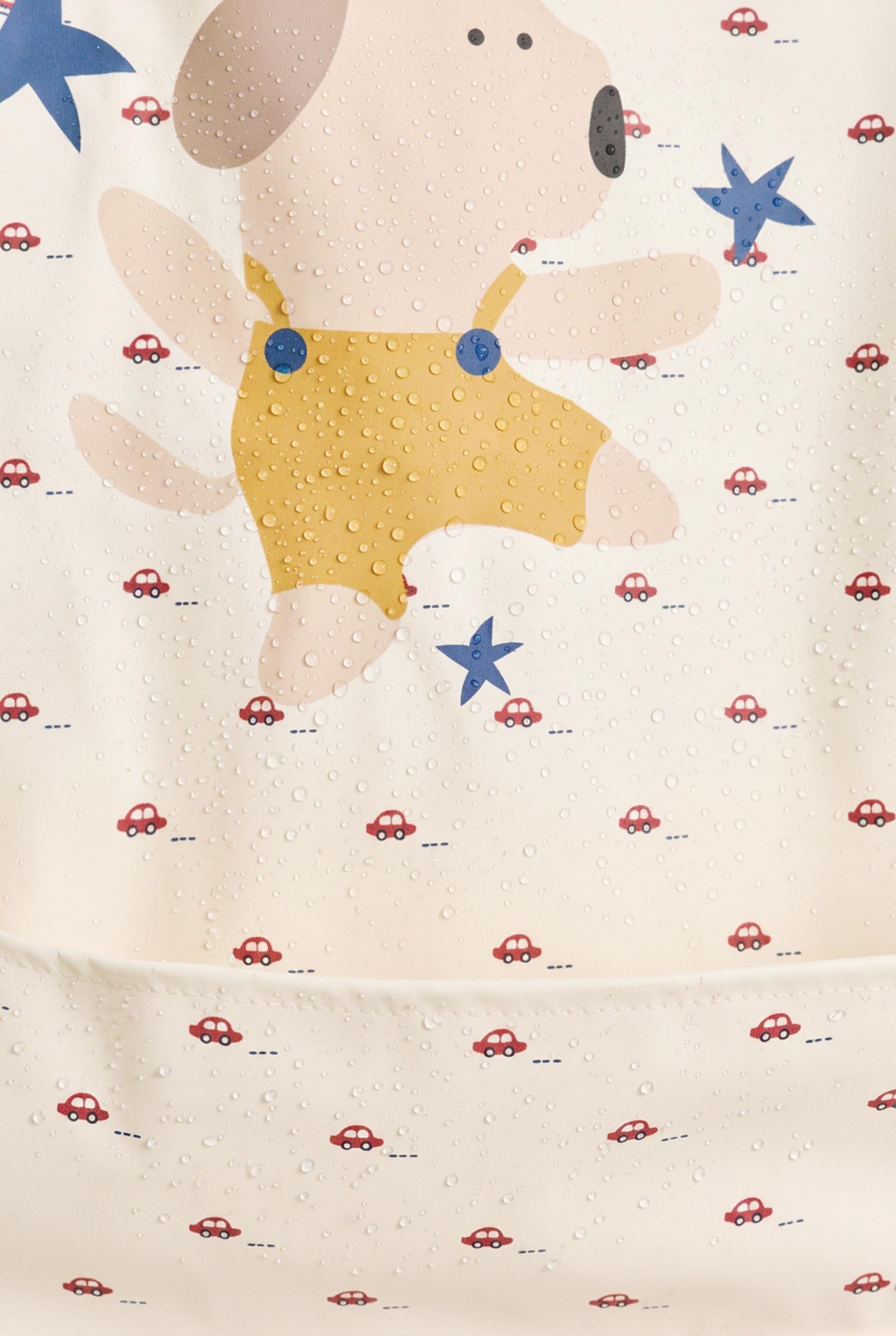 Puppy print long sleeve bib — PALE BLUE