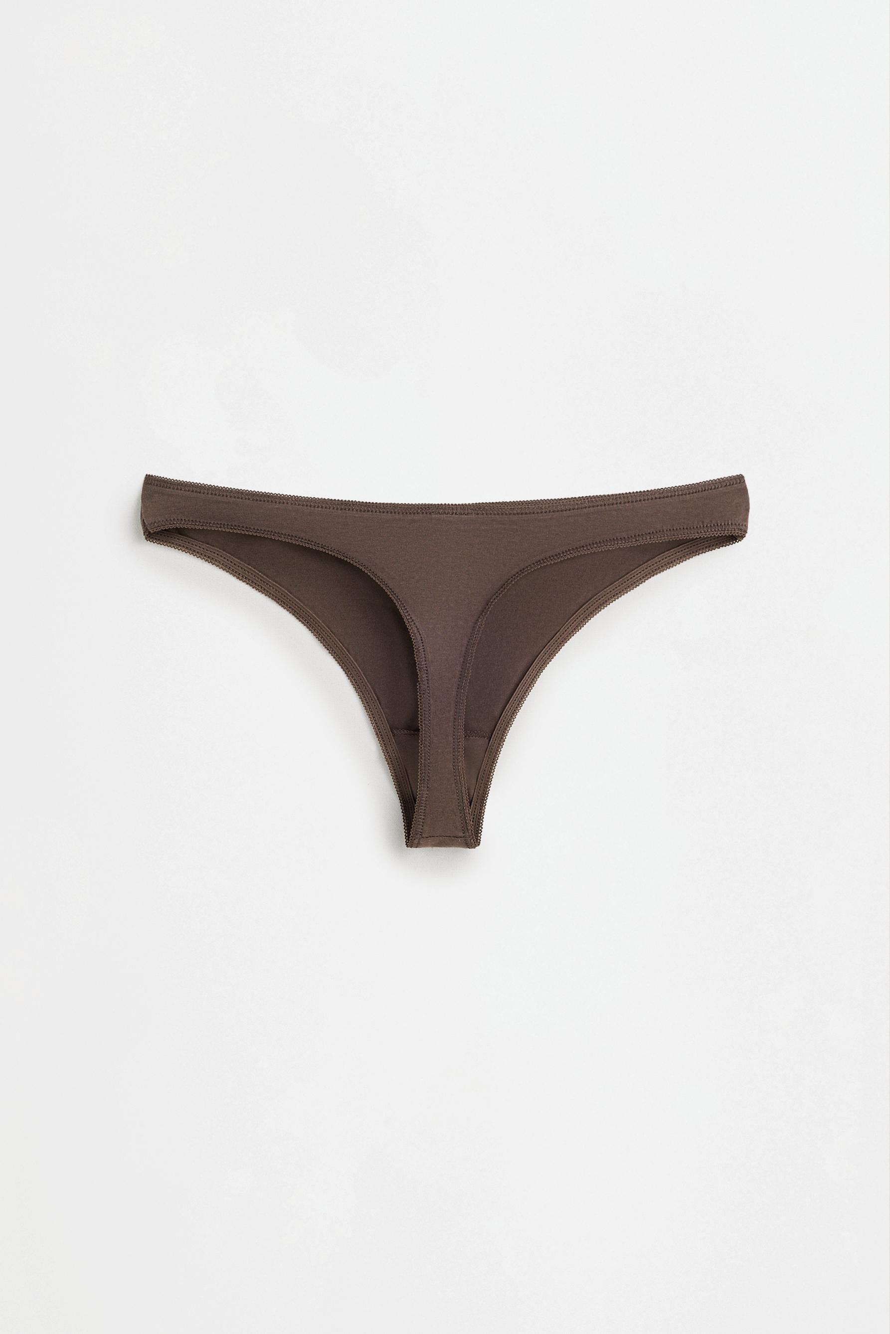 Pack 7 cotton thongs — BROWN