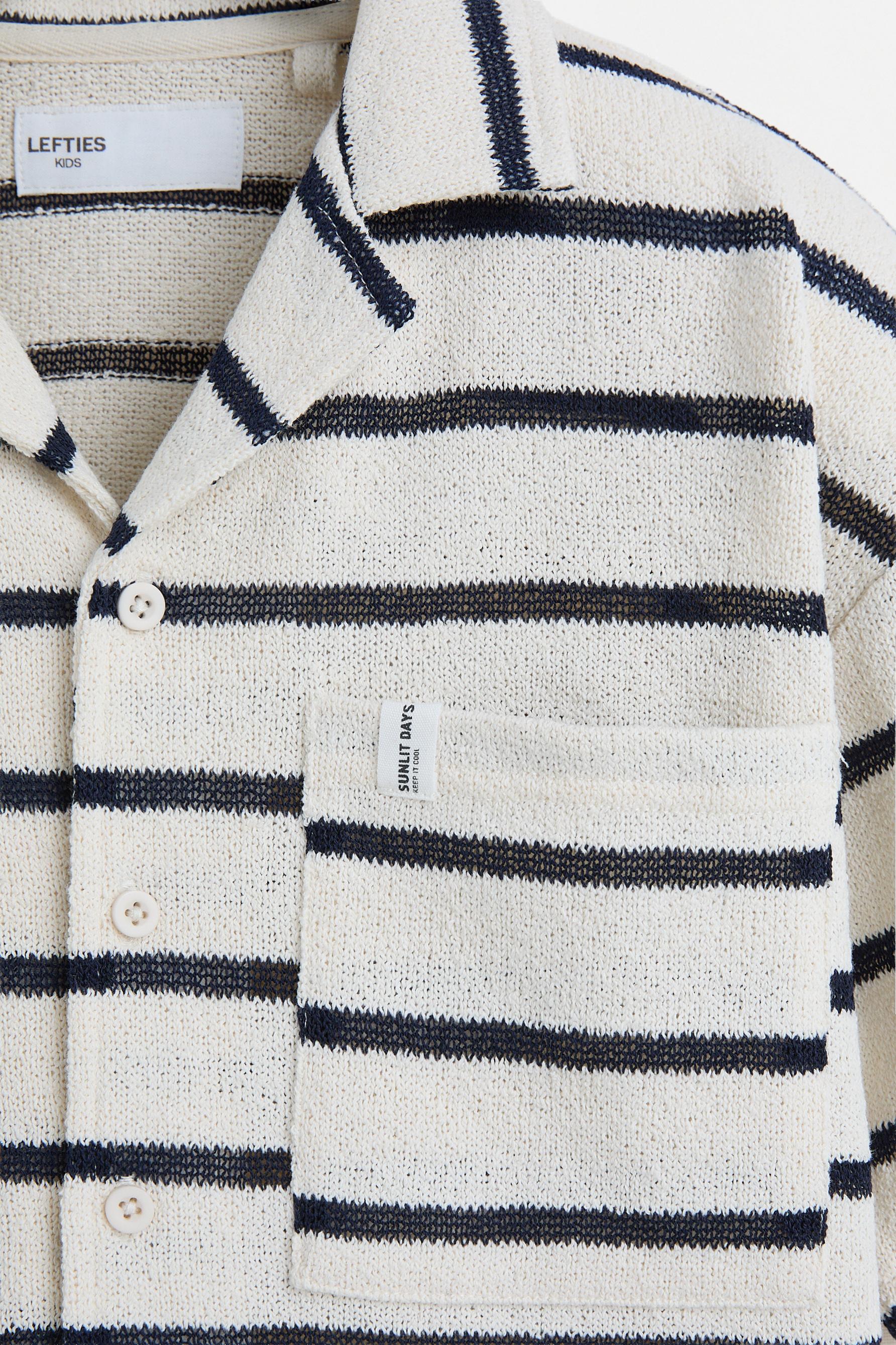 Bias cut striped shirt — ECRU