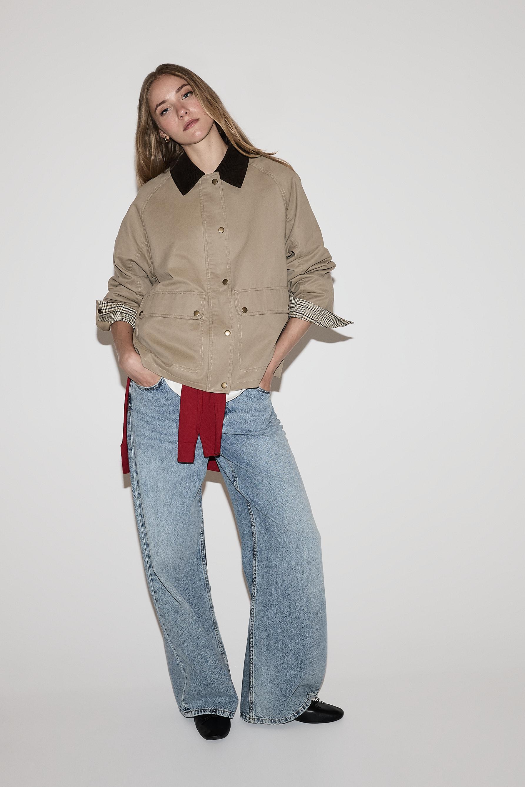 Waxed corduroy collar jacket — BEIGE