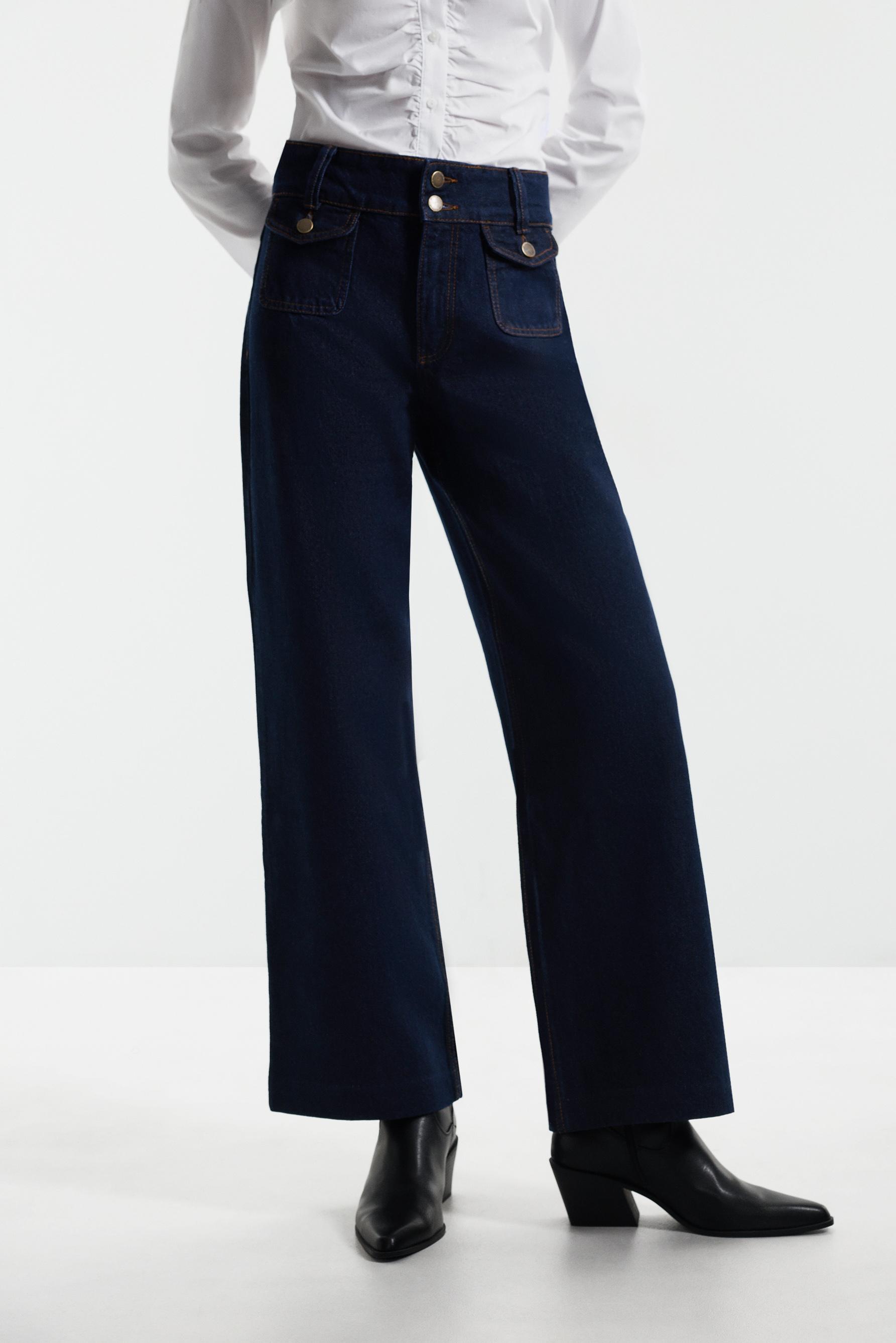 Wide-leg jeans with pockets — NAVY