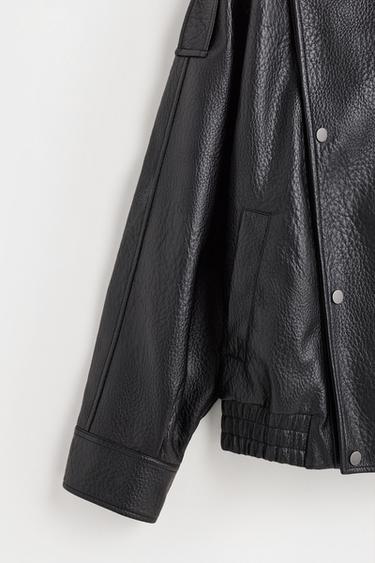 Oversize leather effect bomber jacket — BLACK 7