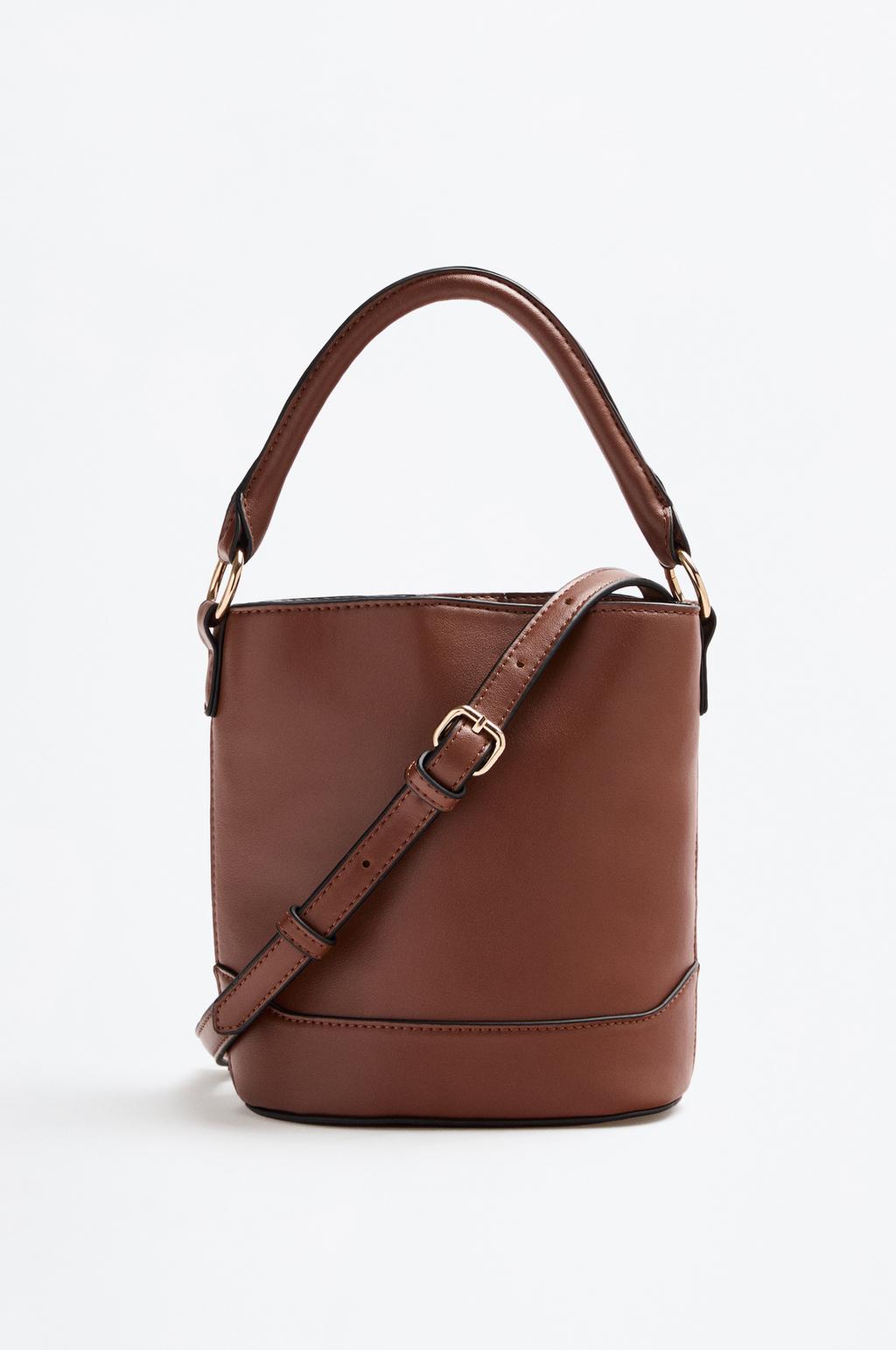 Plain double handle bucket bag