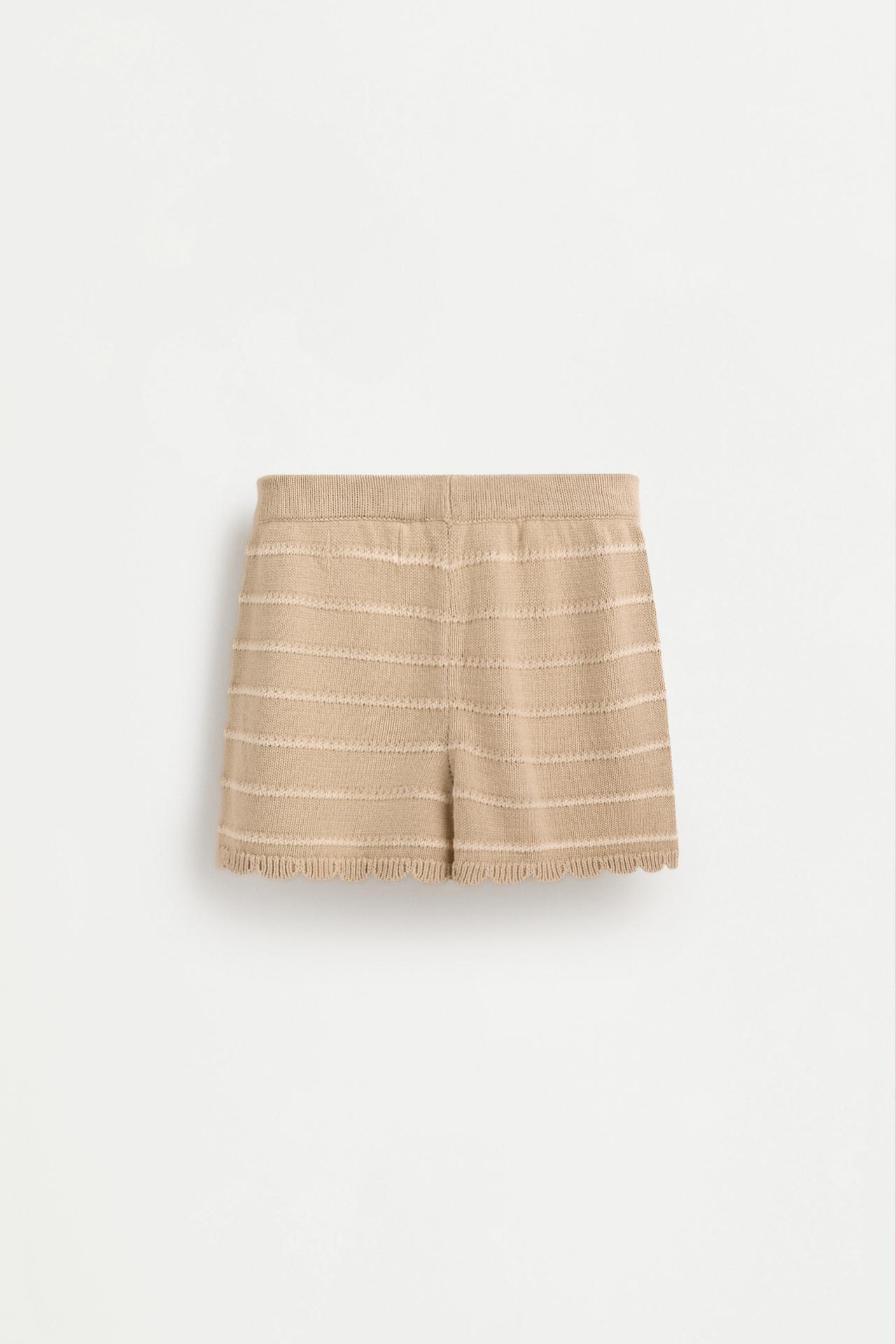 Girl's striped beige shorts — ECRU/BEIGE