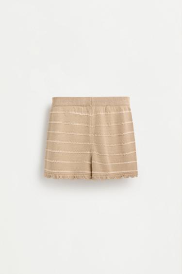 Girl's striped beige shorts — ECRU/BEIGE 2