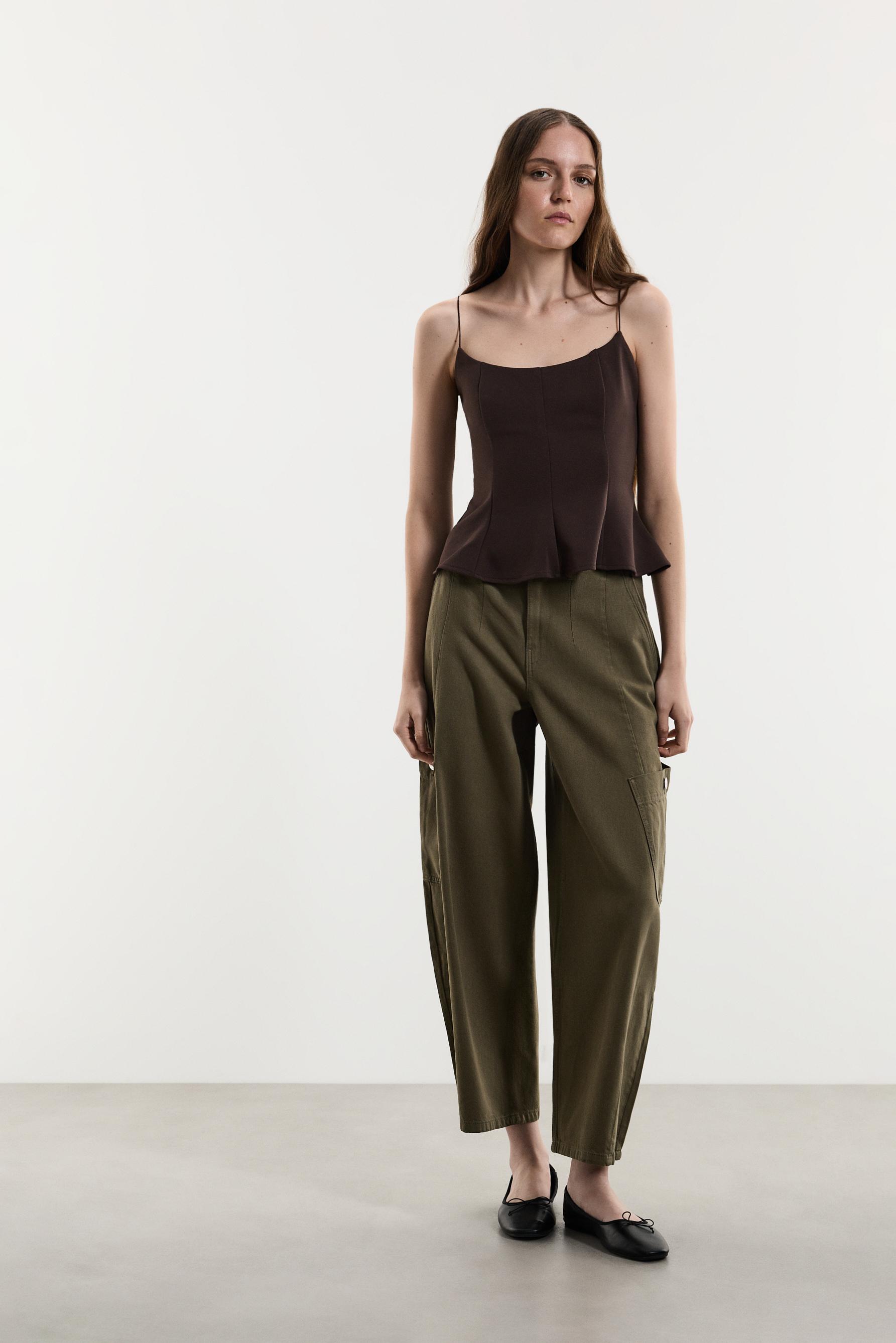Thin strap bustier top — CHOCOLATE