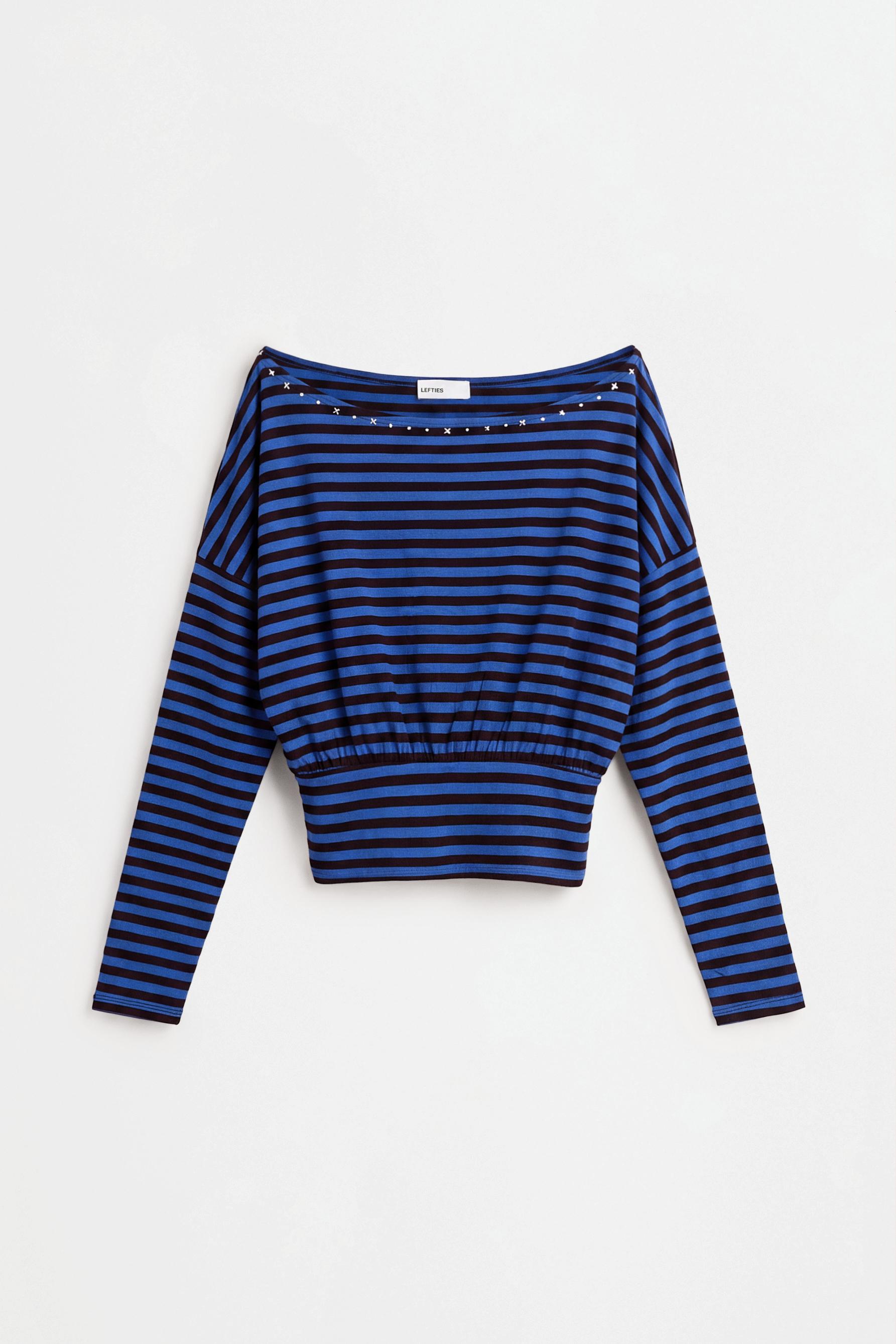 Drop-shoulder T-shirt — BROWN/BLUE