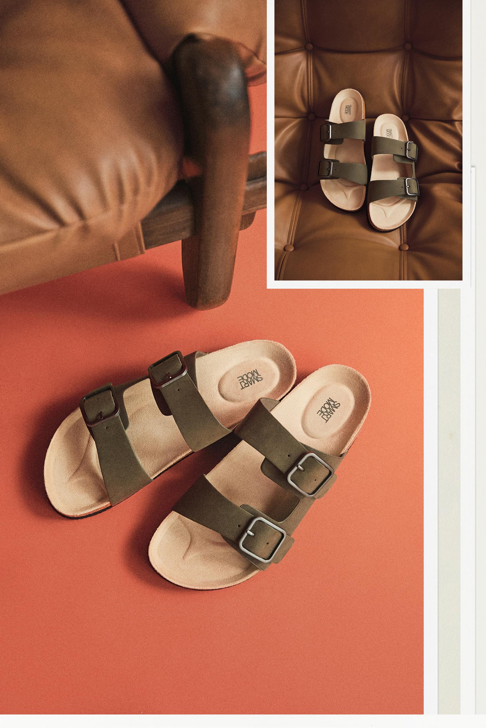 Comfort buckle sandals — KHAKI