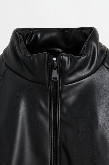Quilted leather effect jacket — BLACK 4
