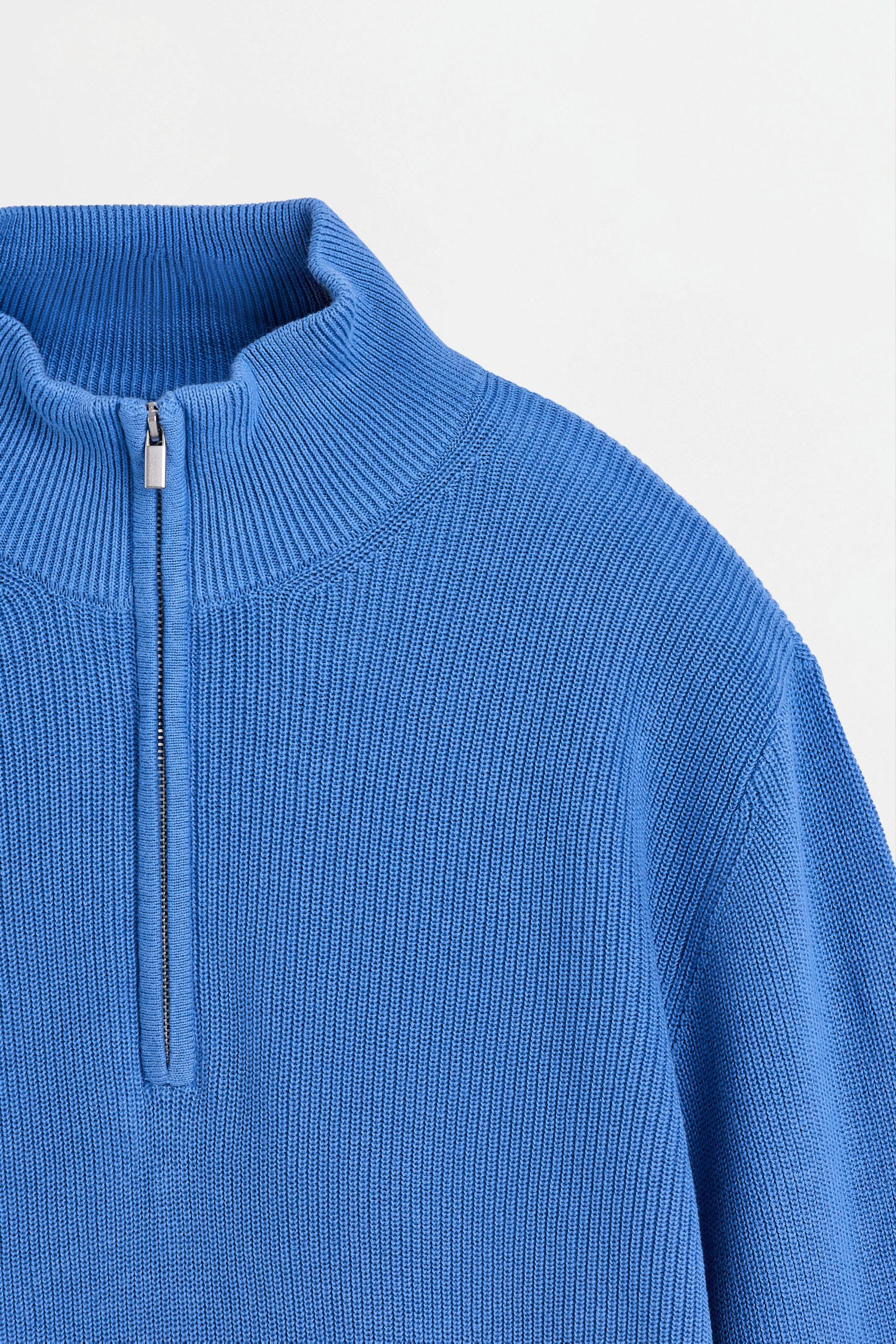 Textured zip-up sweater — BLUE