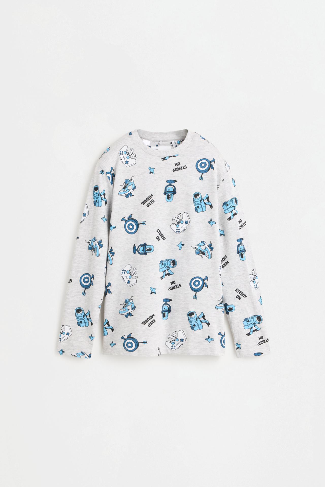 Long printed pyjamas — GREY MARL