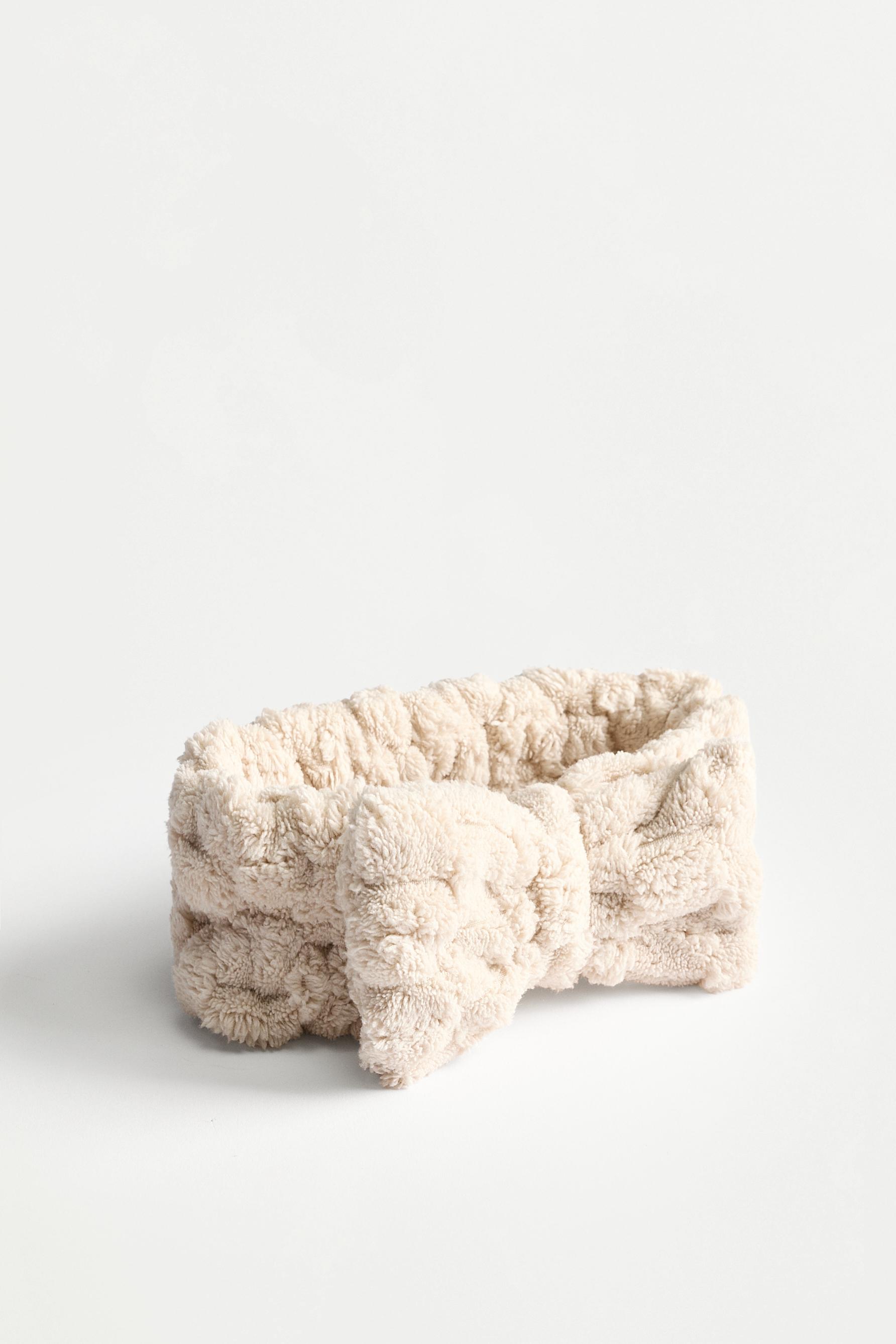 Terry bow headband — BEIGE