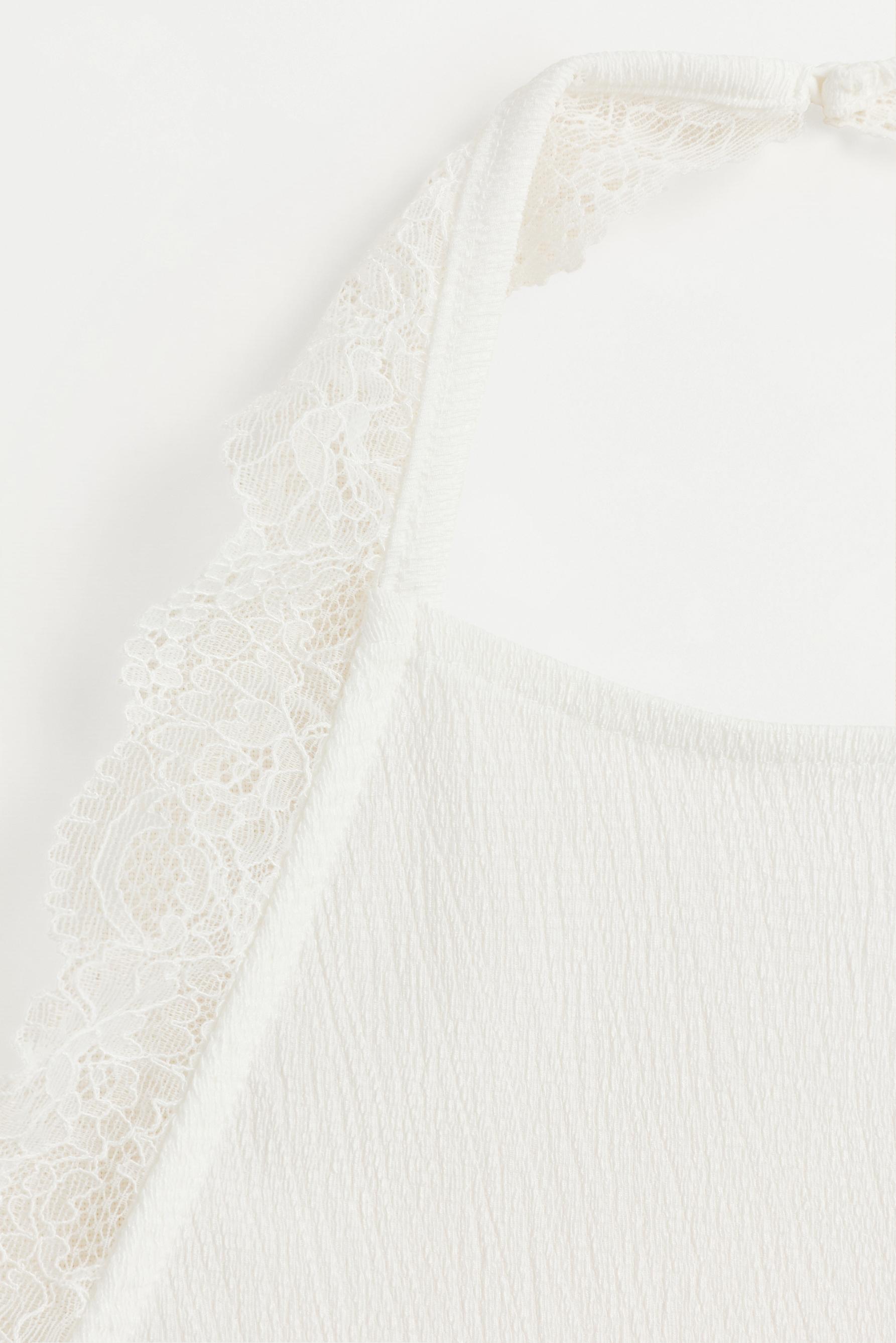 Lace halter top — OFF WHITE