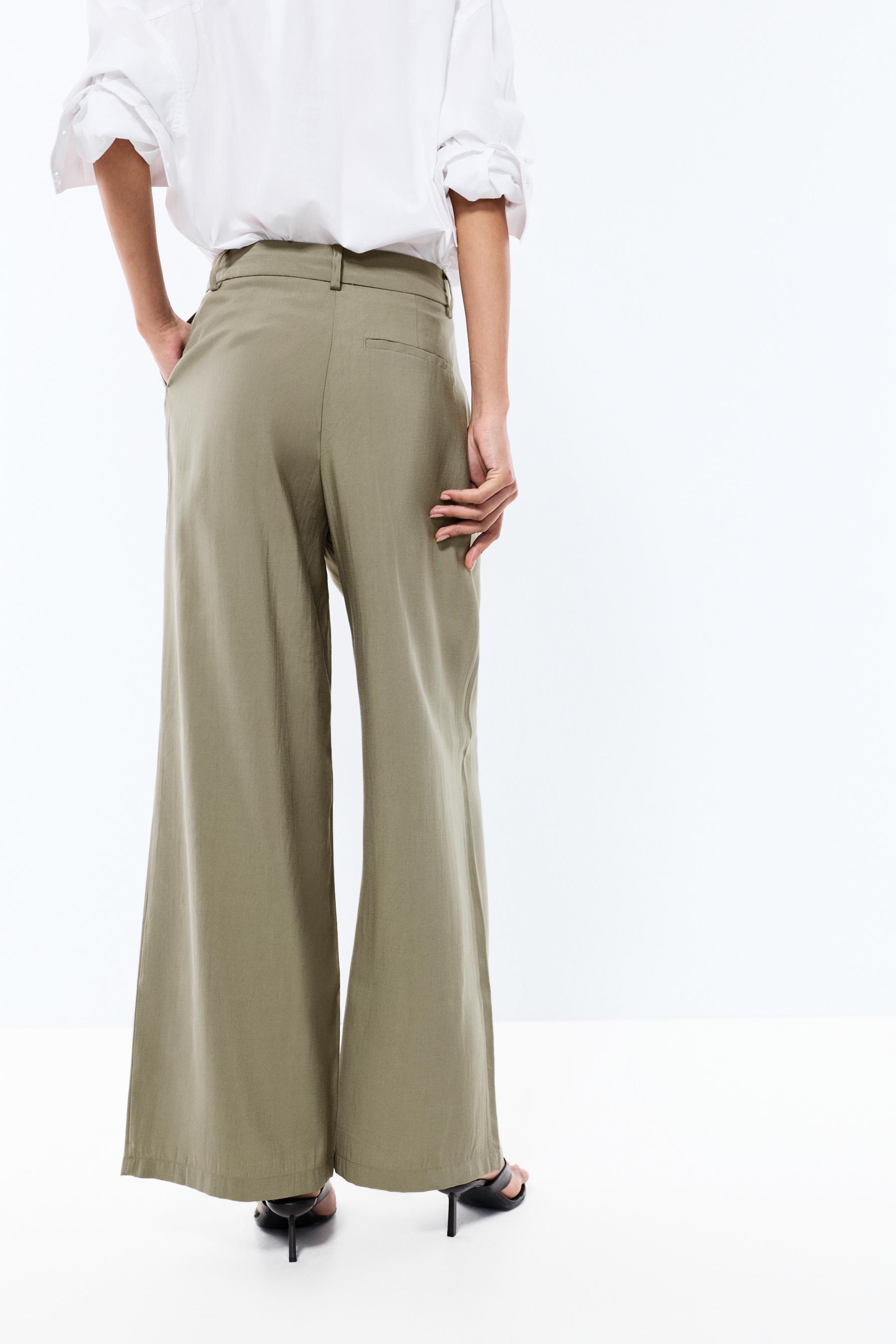 Flowing wide-leg trousers — PALE KHAKI