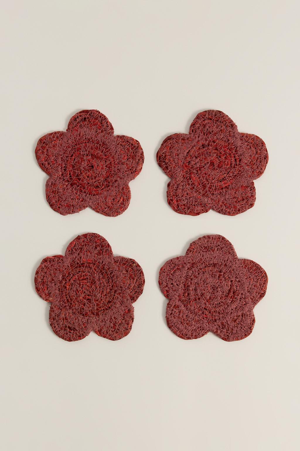Pack of 4 flower coasters