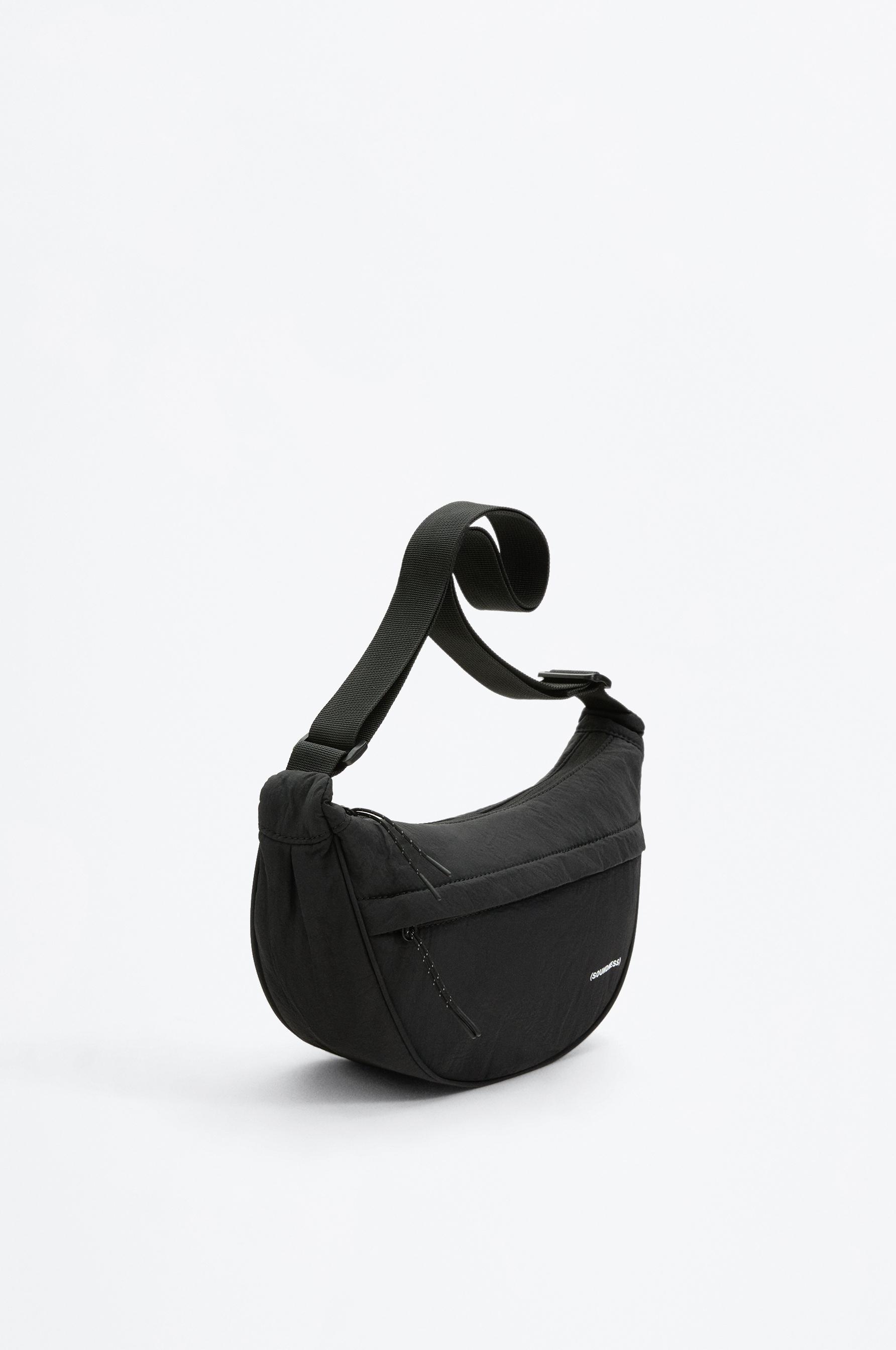 Soundness nylon half moon bag — BLACK