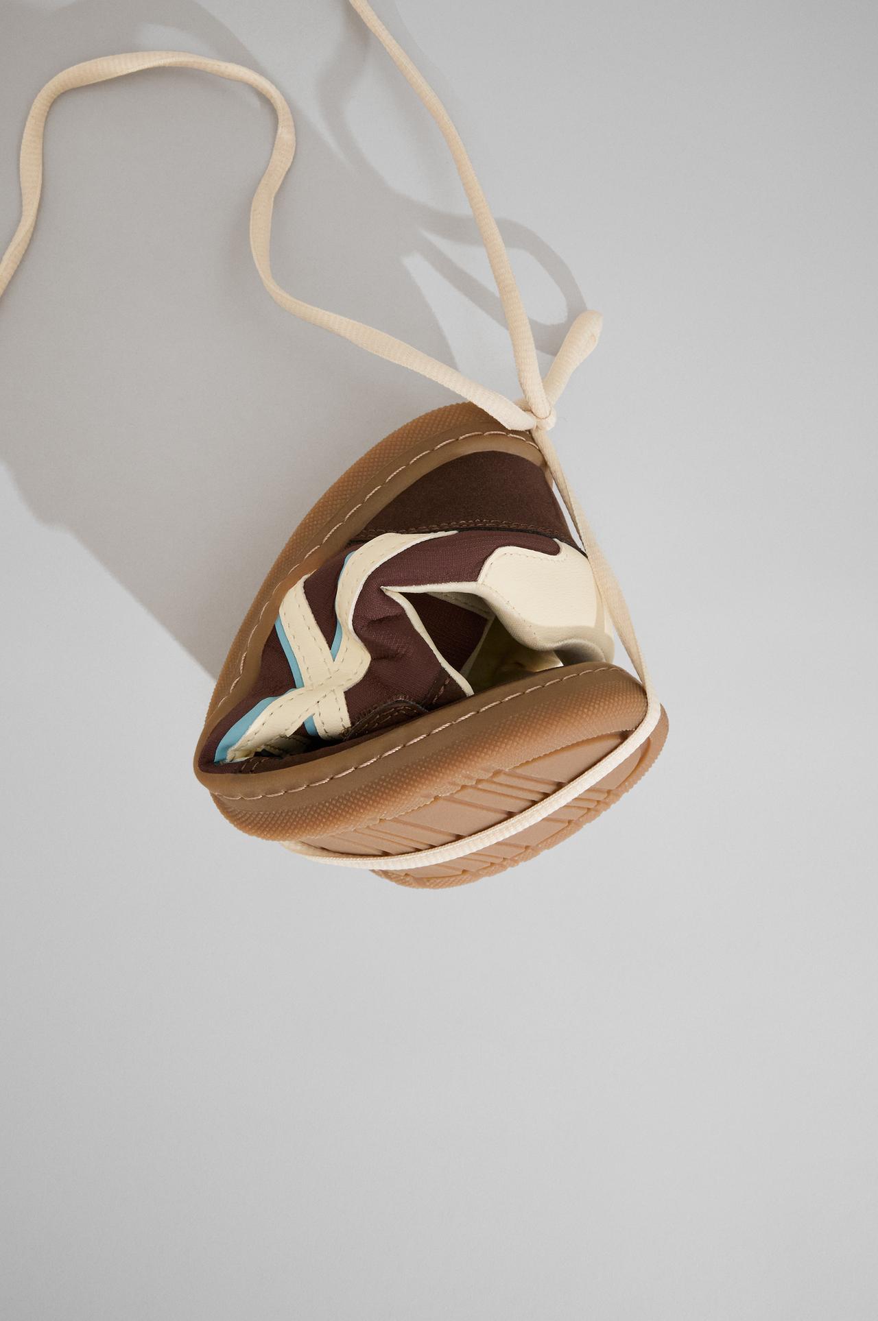Barefoot mixed-material sneakers — BROWN