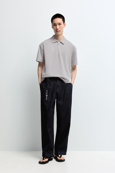 Interlock zip-up polo shirt — PALE BLUE 2