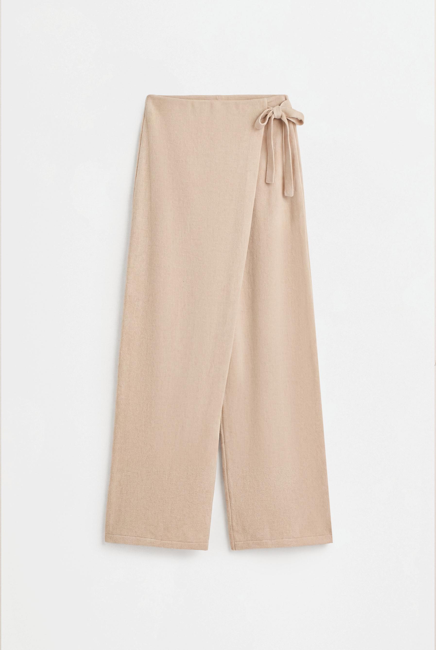 Wide-leg sarong trousers — ECRU