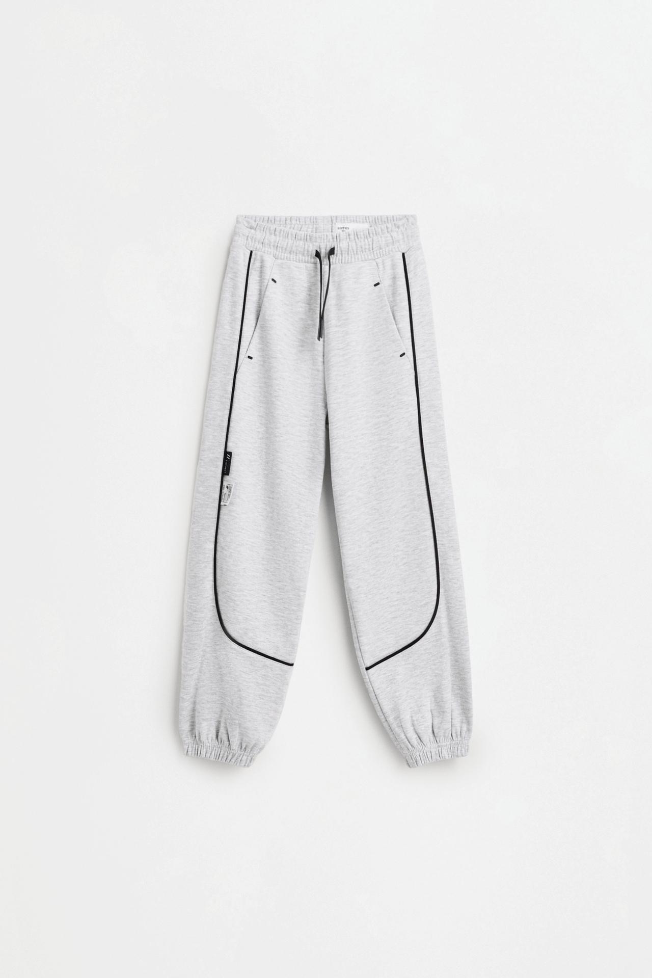 Interlock joggers with contrast piping — GREY MARL