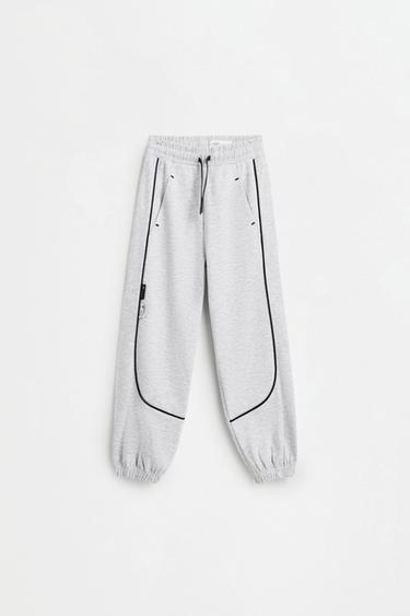 Interlock joggers with contrast piping — GREY MARL 1