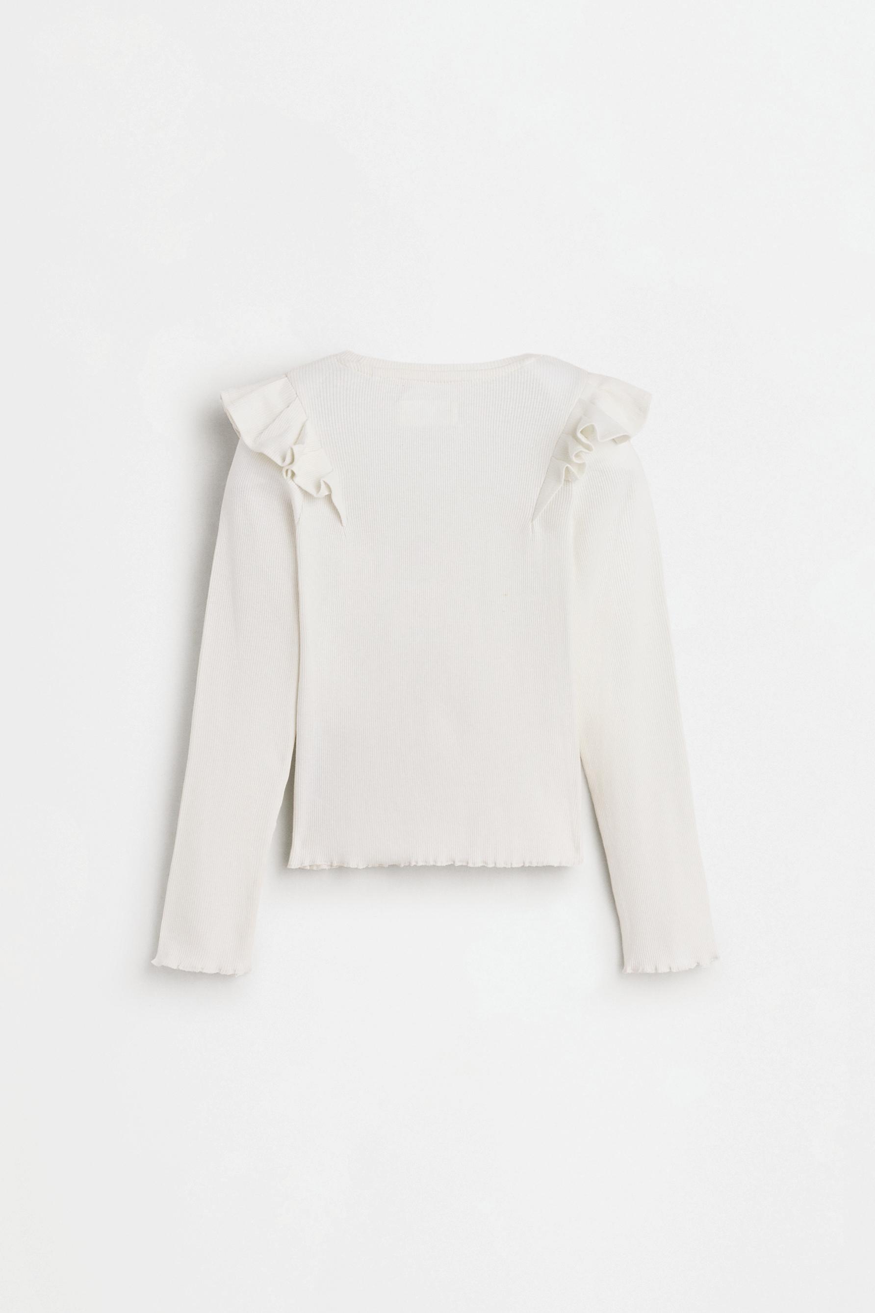 Ribbed Ruffle T-shirt — OFF WHITE