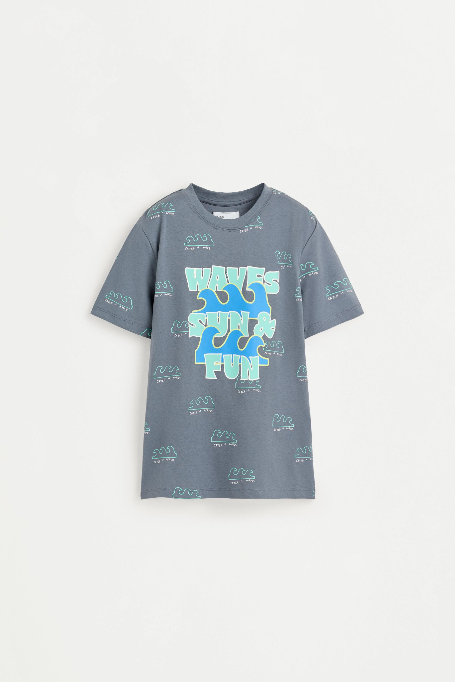Short printed pyjamas with slogan — BLUE GREY