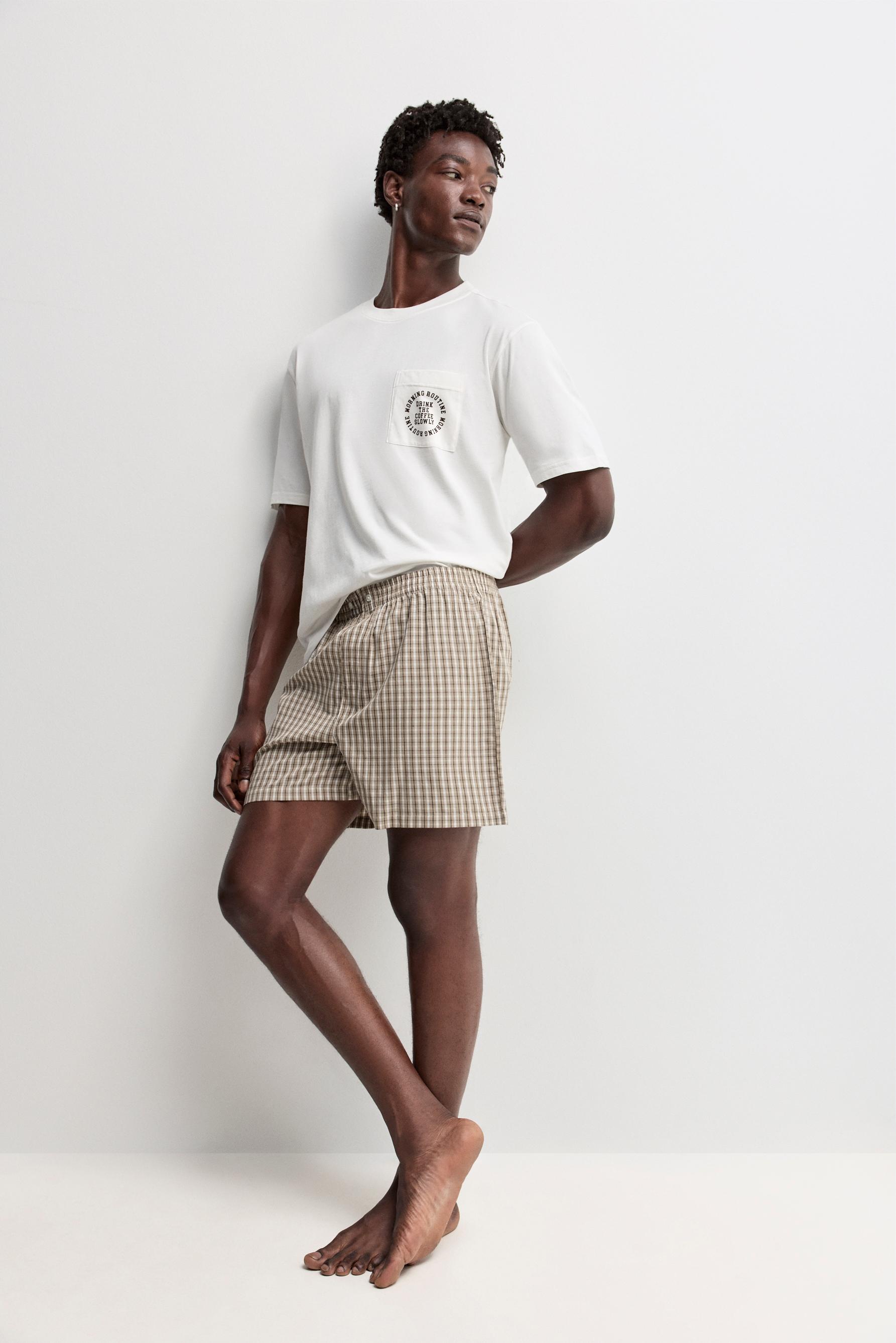 Short pyjamas with pocket — WHITE