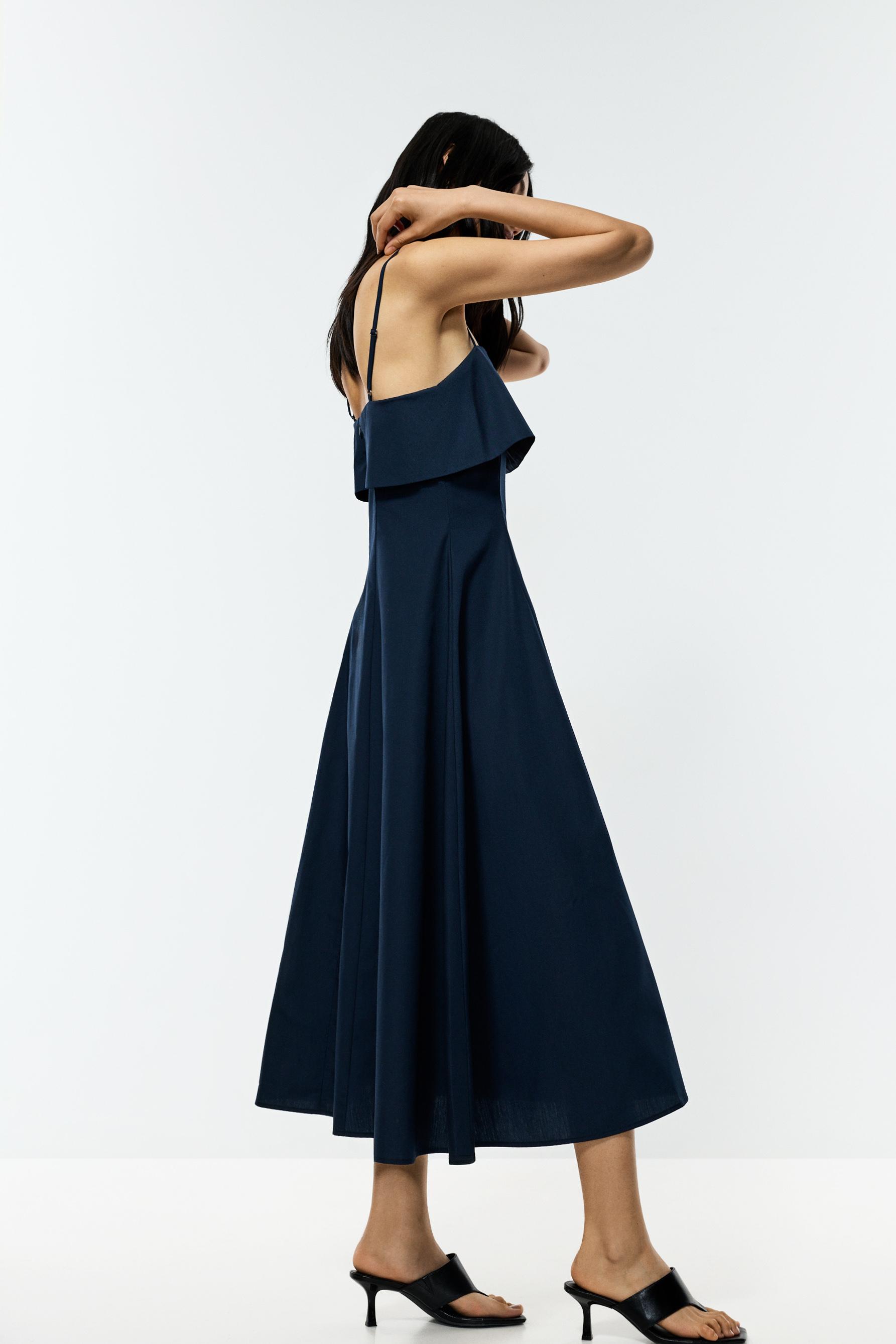 Flowy midi dress — NAVY