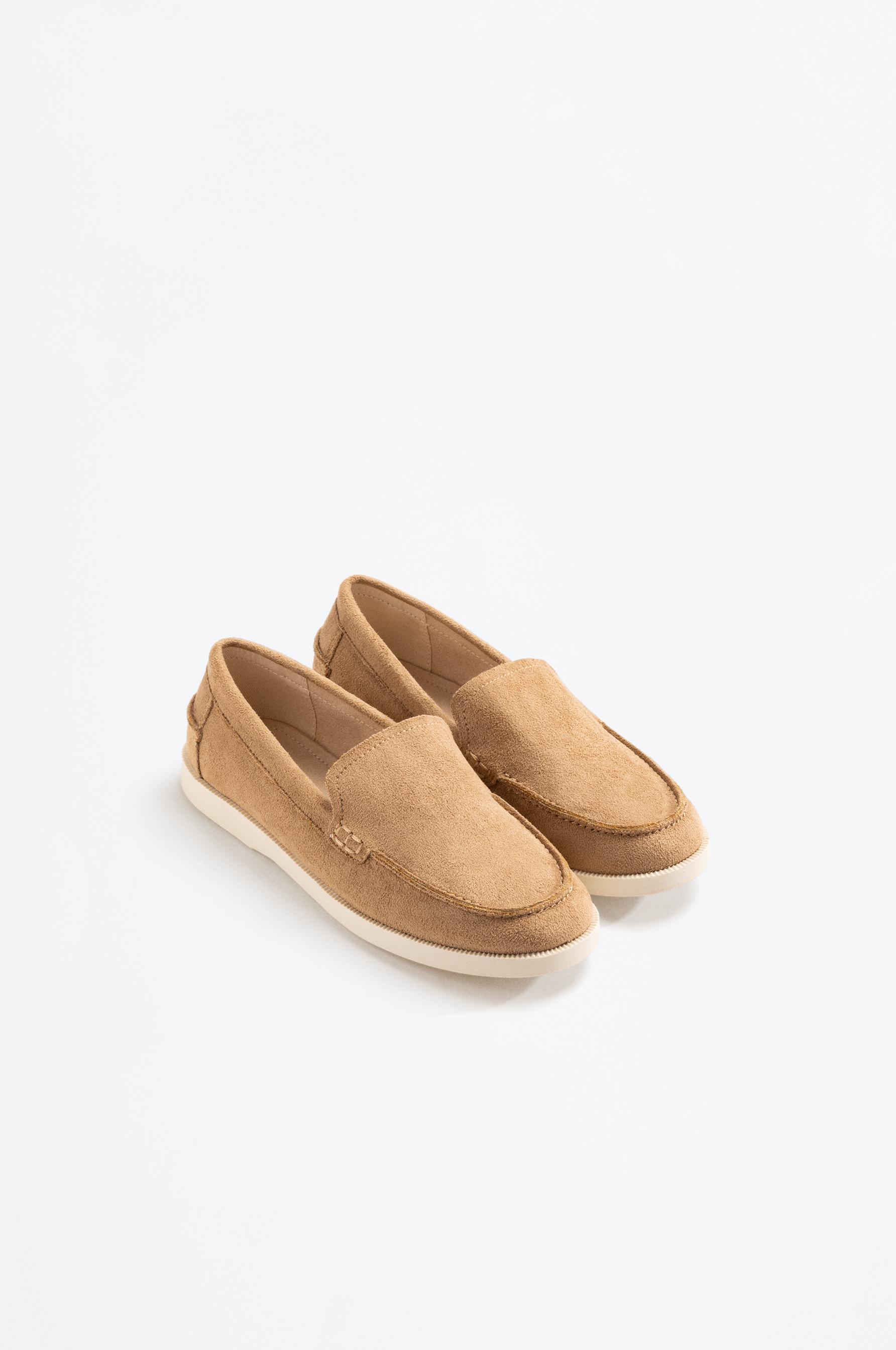 FAUX SUEDE LOAFERS — LEATHER