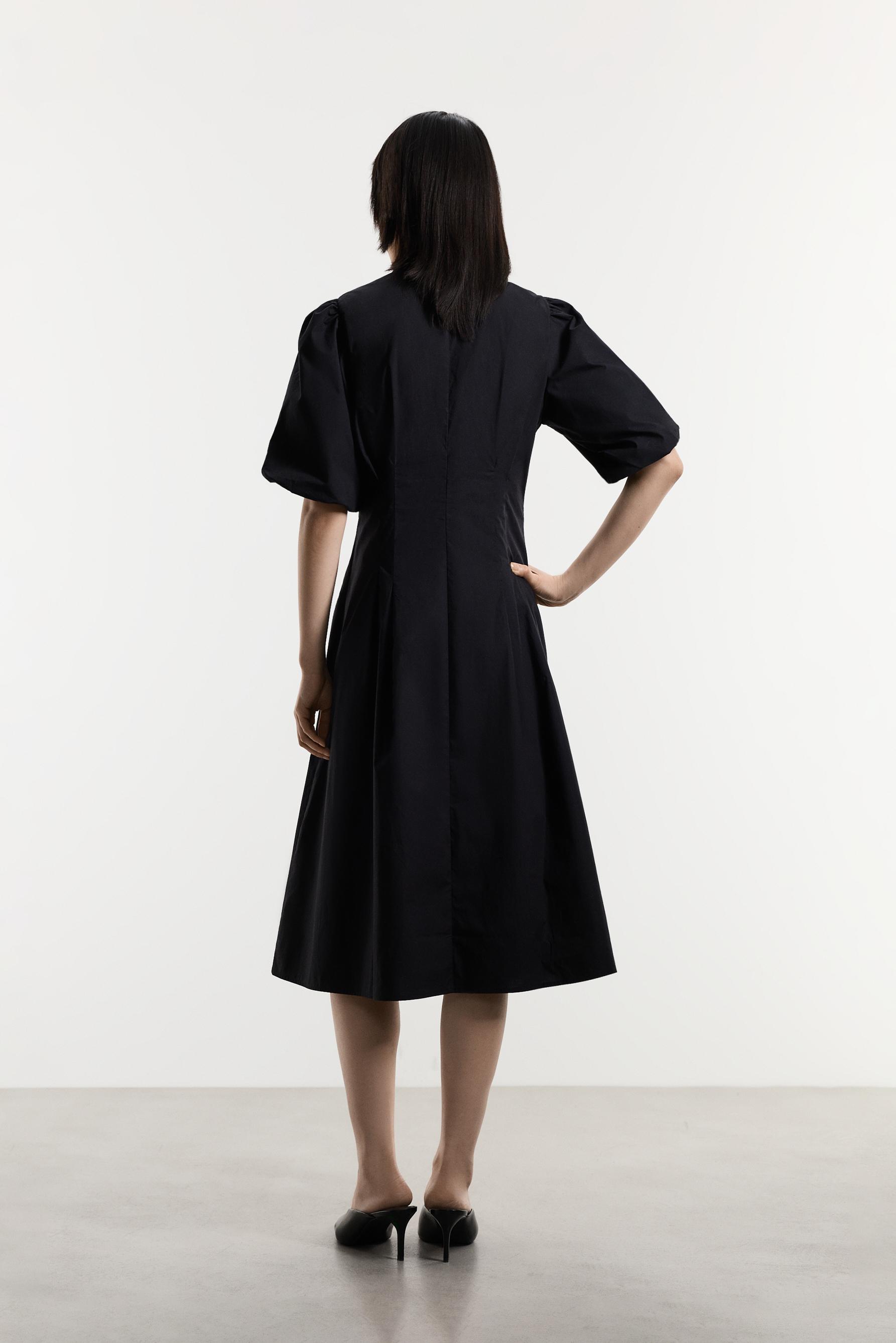 Midi shirt dress — BLACK