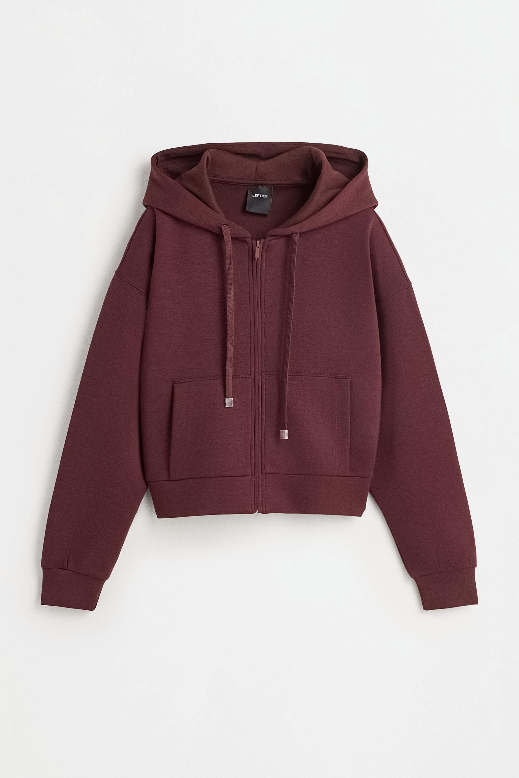 Flowy zip-up sports sweatshirt — WINE