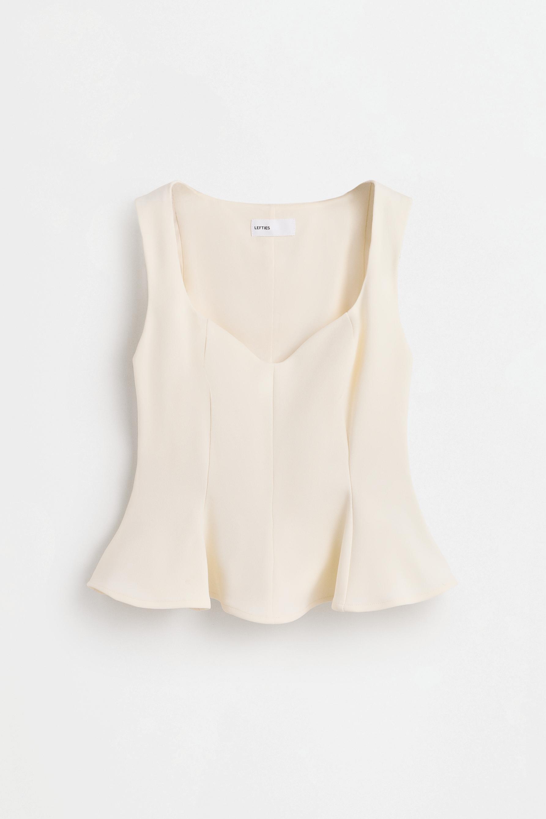 Sweetheart peplum top — OFF WHITE