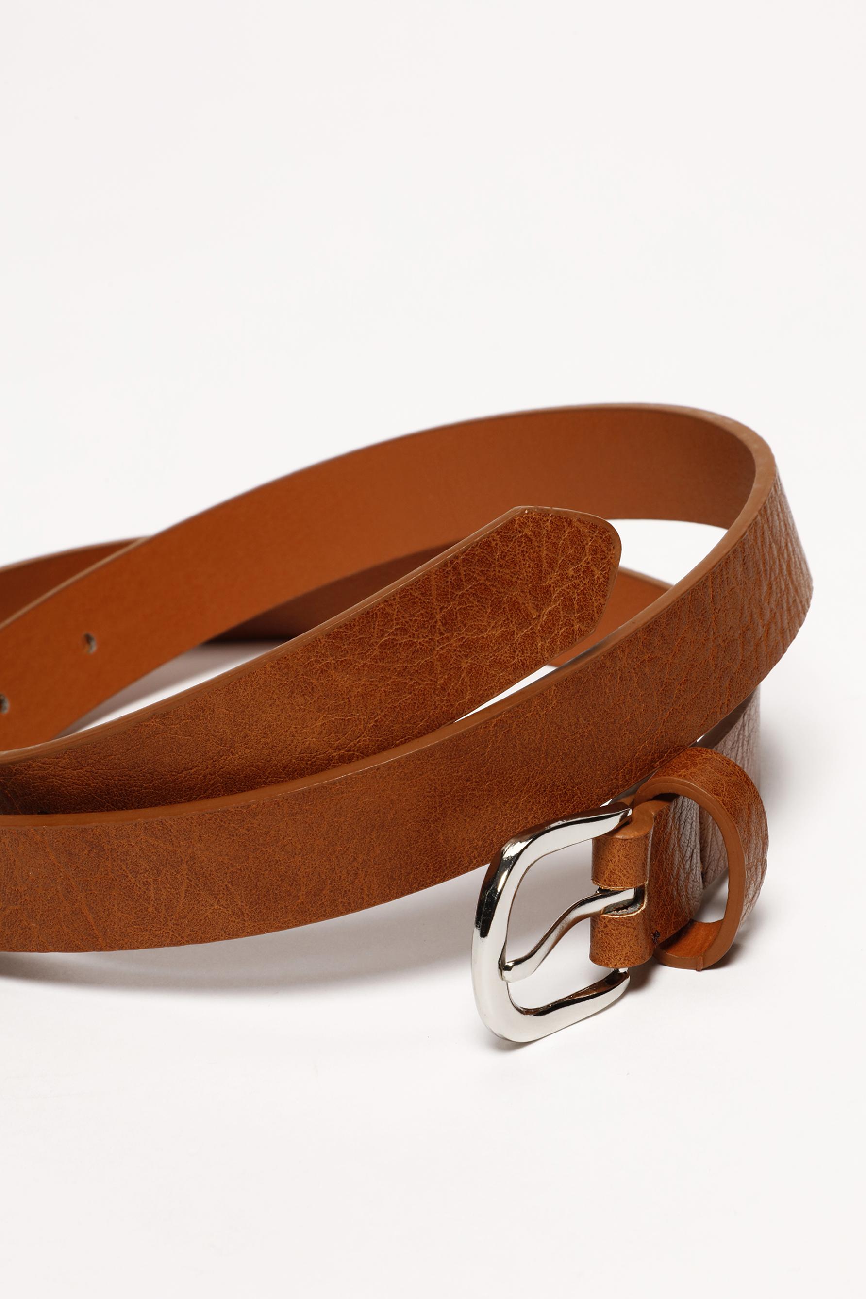 Textured leather effect belt — BROWN
