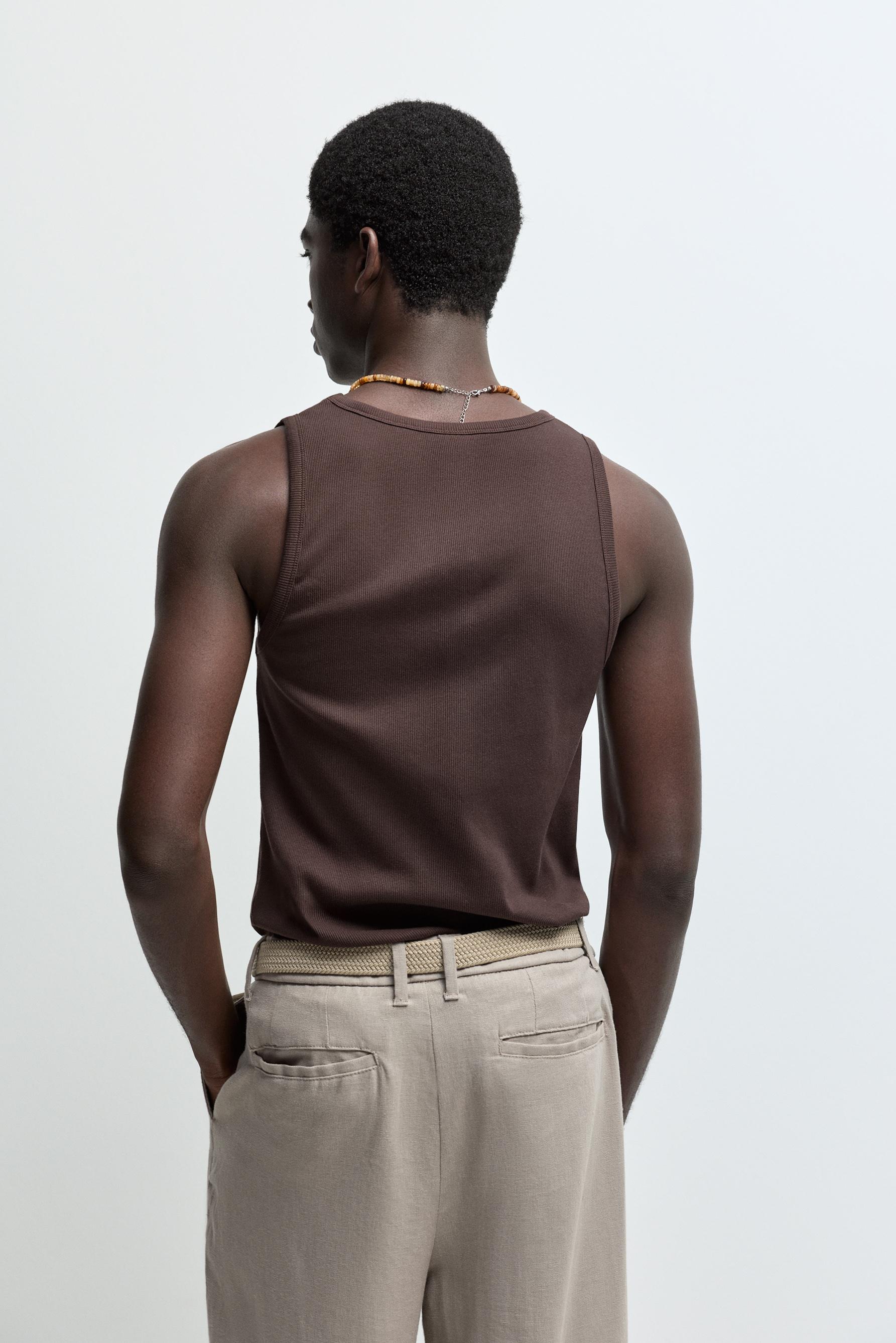 Printed strappy T-shirt — BROWN