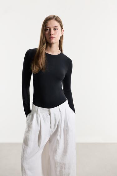 Long sleeve polyamide bodysuit — BLACK 1