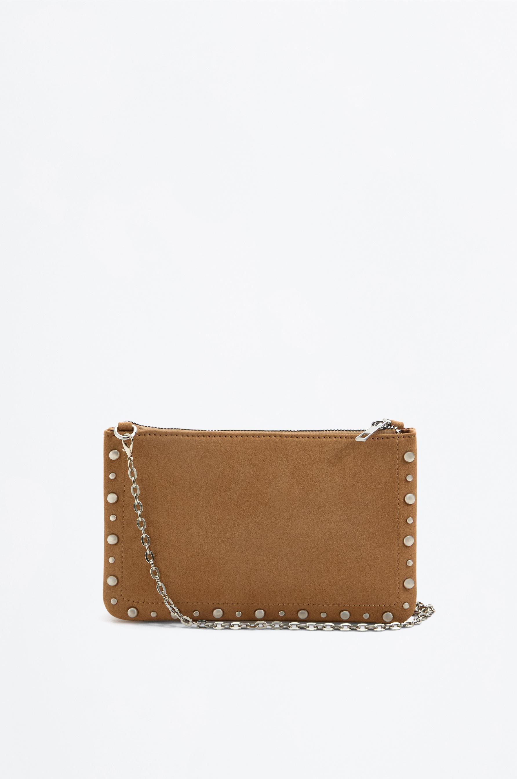 Faux suede crossbody bag — CAMEL